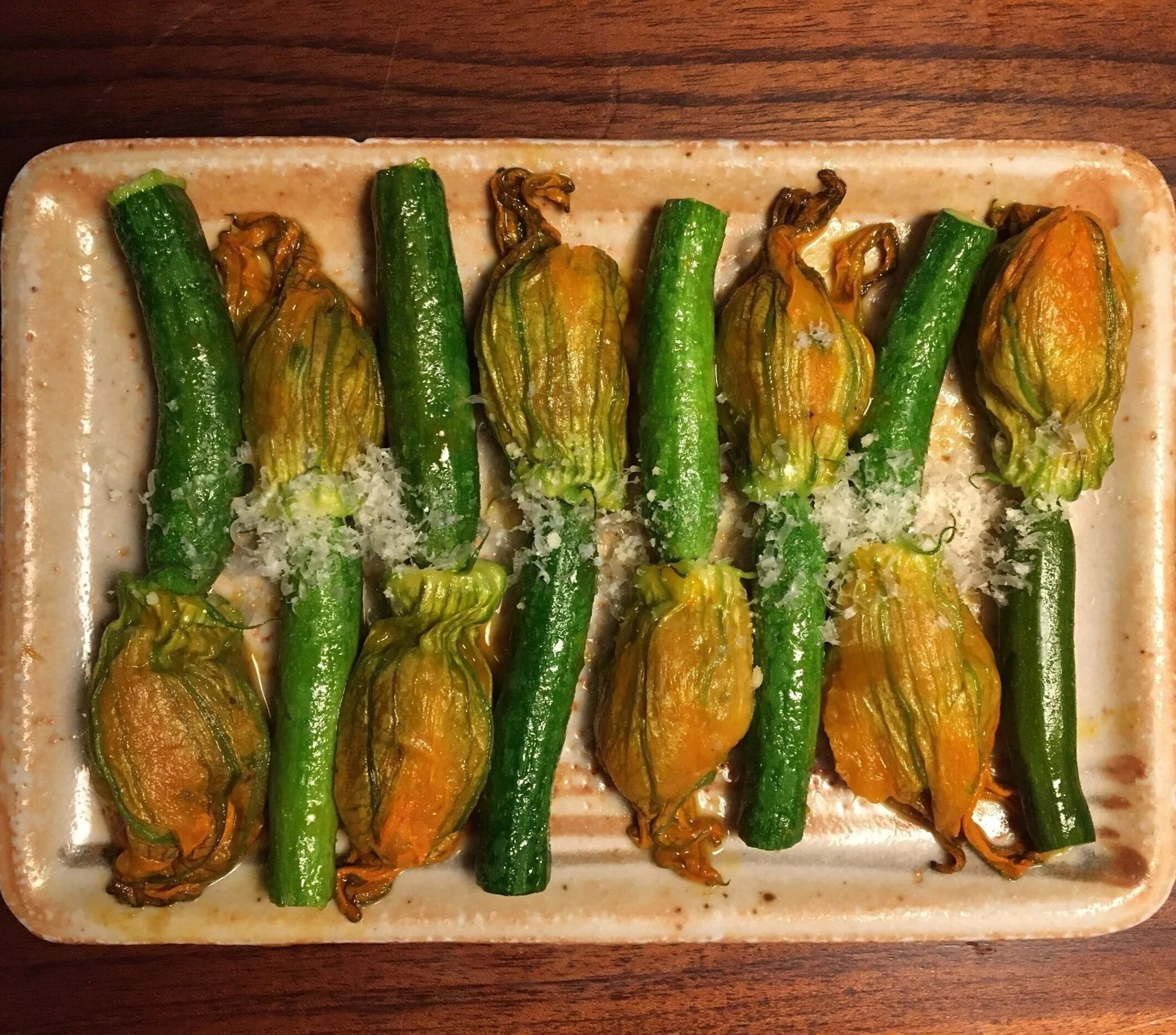 KABOCHA-STUFFED ZUCCHINI FLOWERS