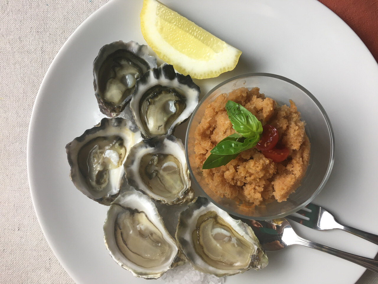 GAZPACHO GRANITA AND OYSTERS