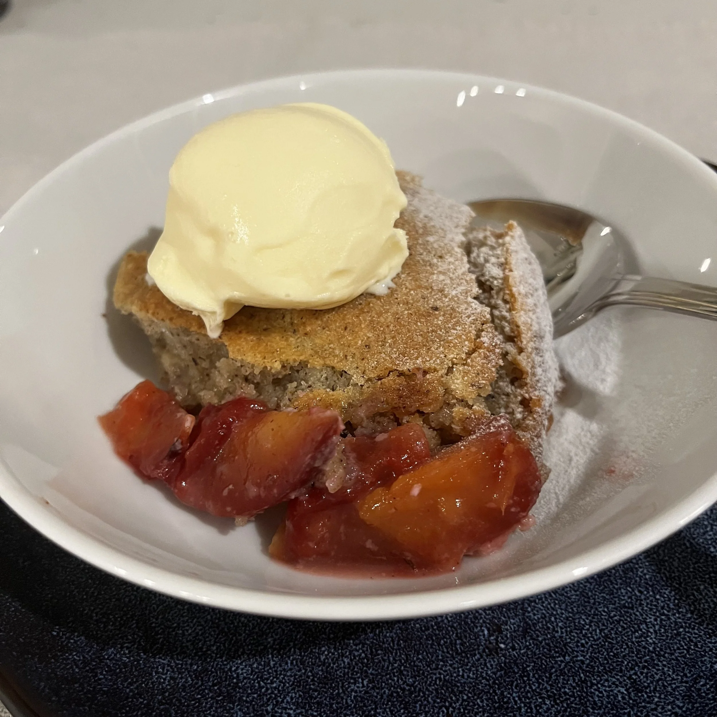PLUM AND HAZELNUT PUDDING