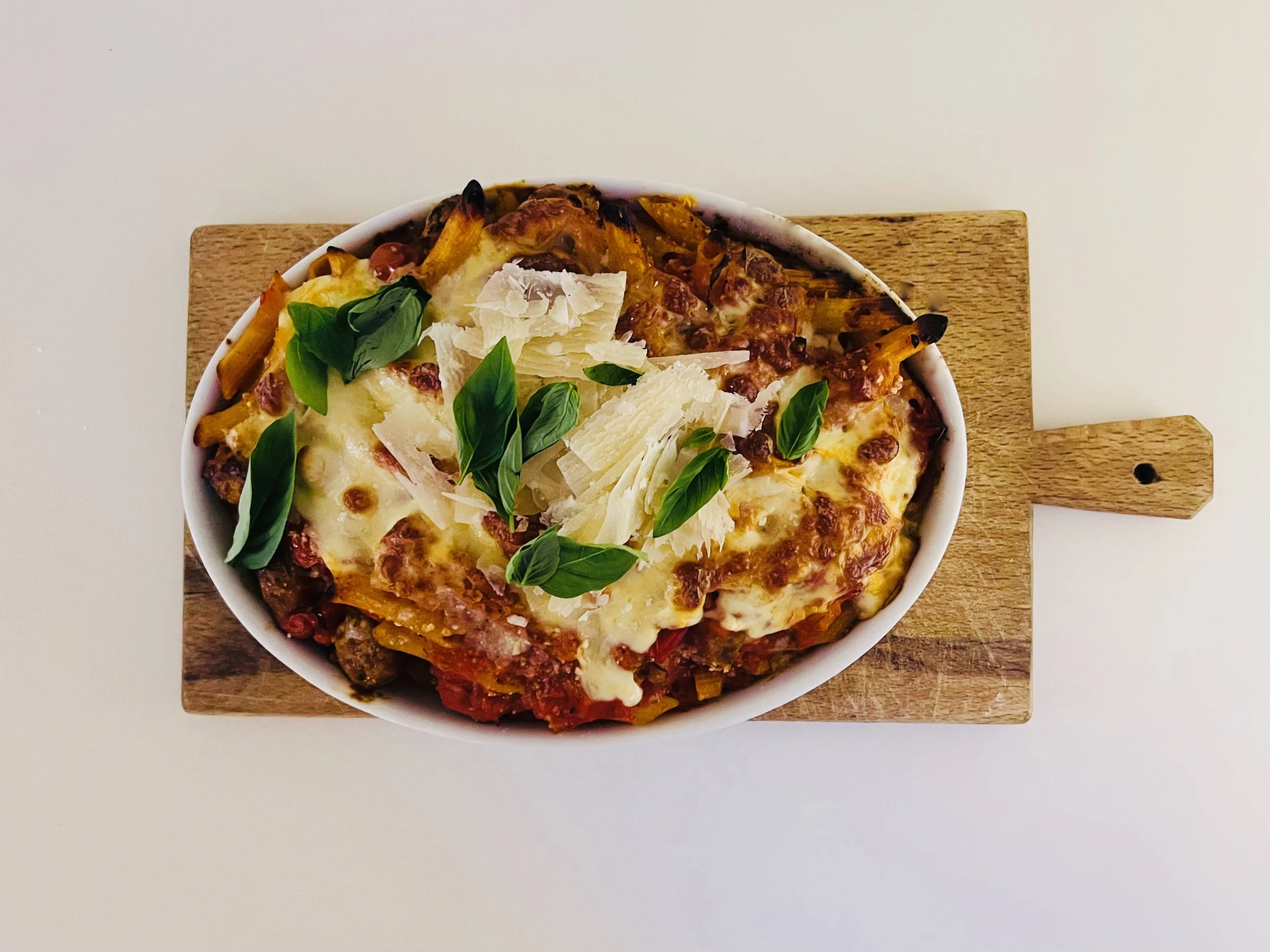 TOMATO, FENNEL AND SAUSAGE PASTA AL FORNO
