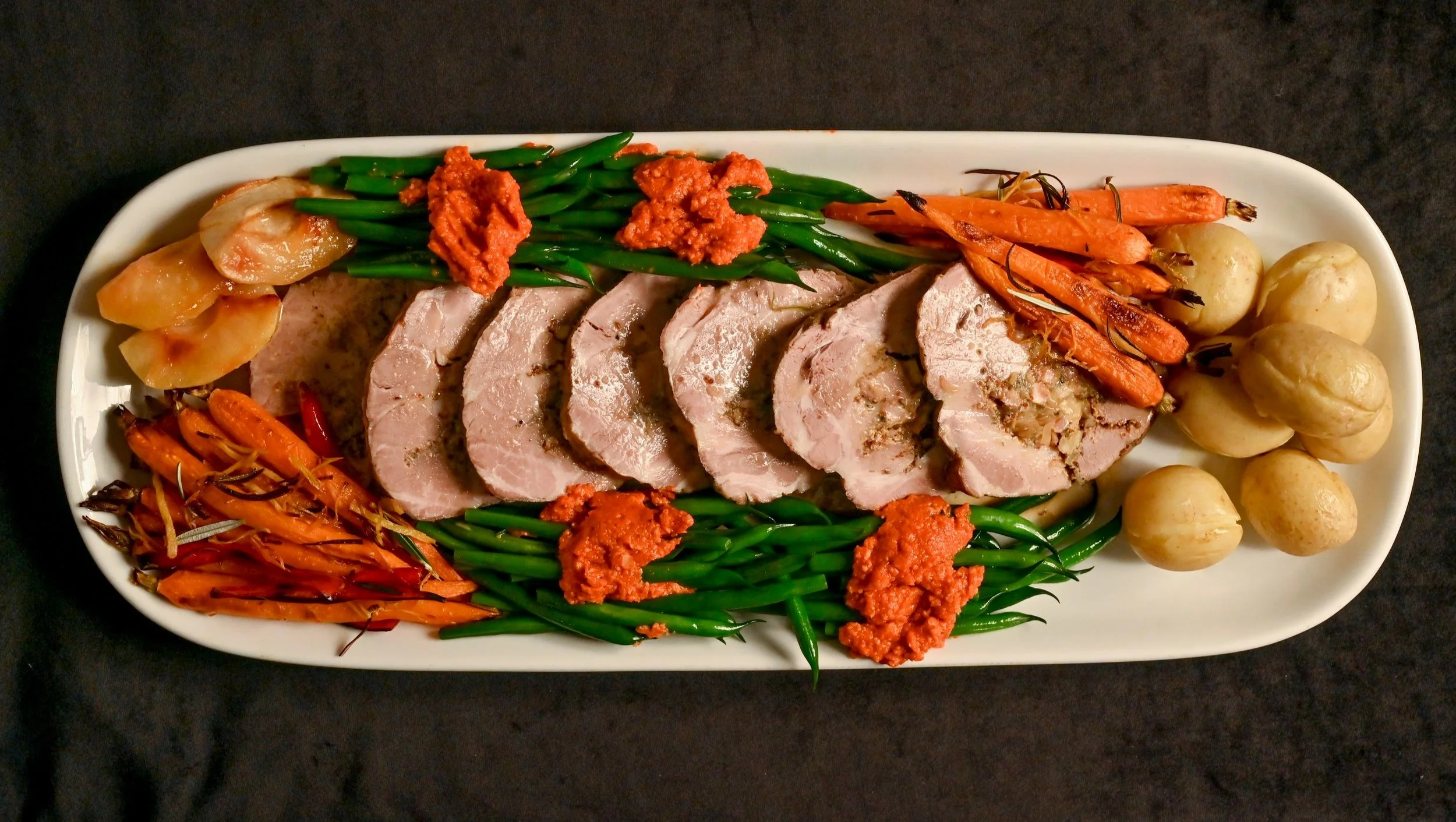 SLOW ROASTED PORK NECK WITH APPLE AND SAGE