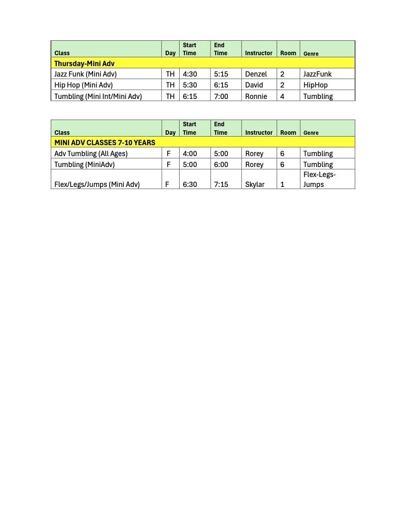 Mini Adv Classes