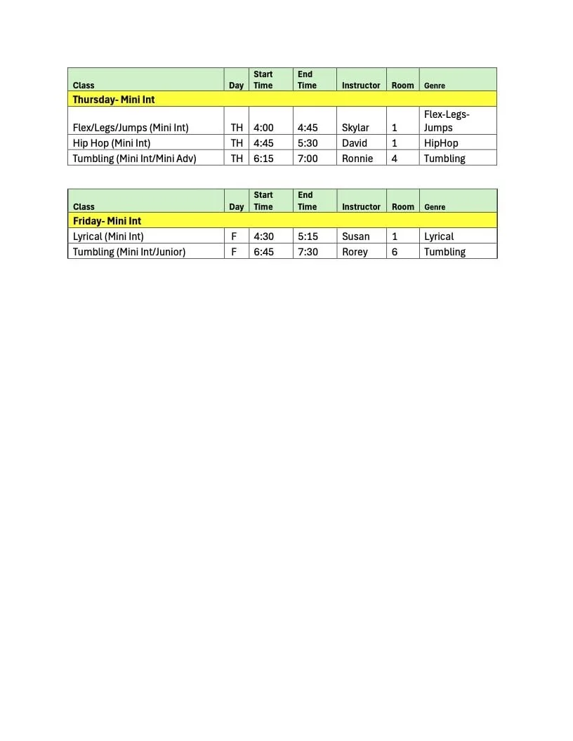 Mini Int Classes