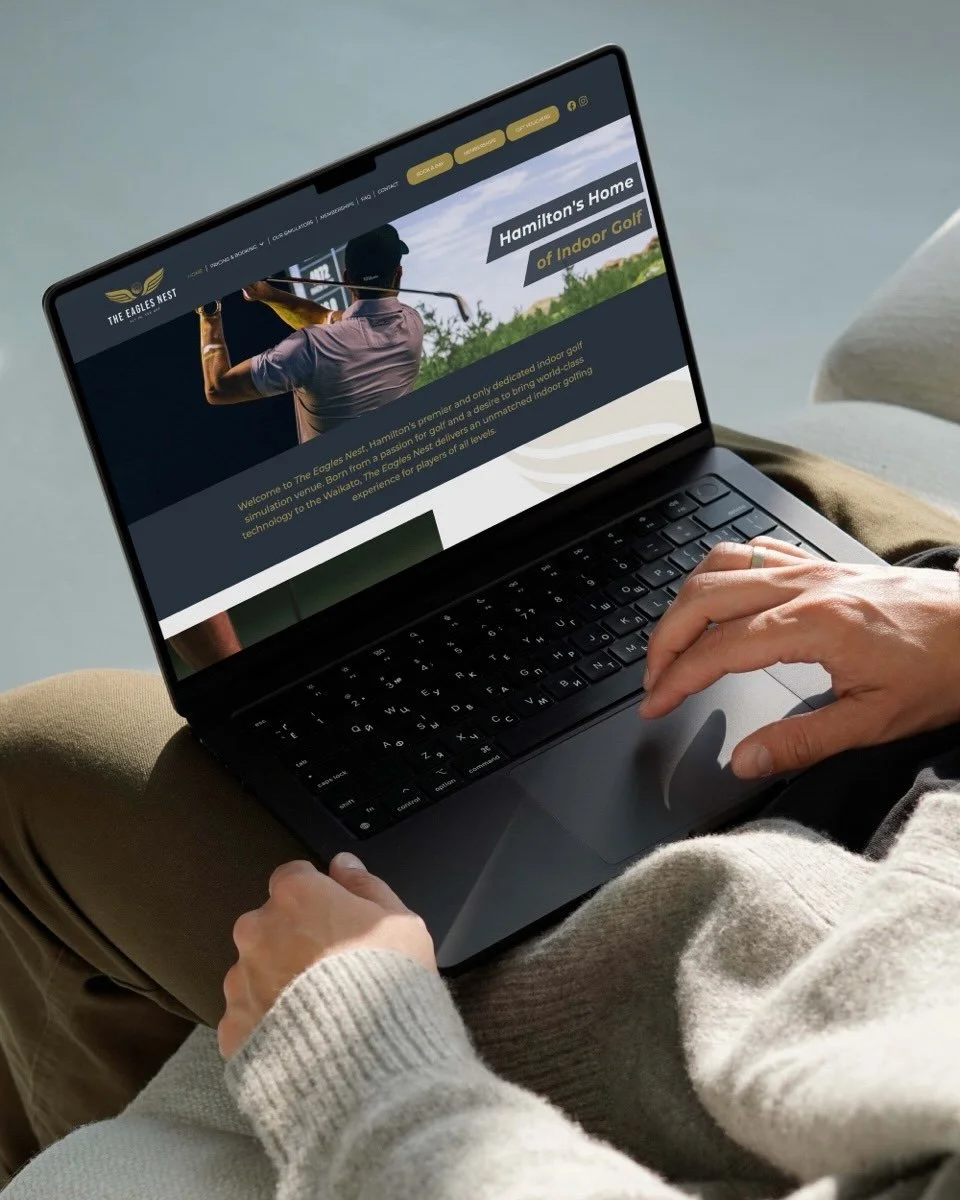 NEW brand, website &amp; collateral designed for The Eagles Nest in Hamilton 🙌 If you haven&rsquo;t already checked them out, make sure you book a session. Perfect for weekends, after work &amp; family fun. Fly In. Tee Off. @theeaglesnestnz