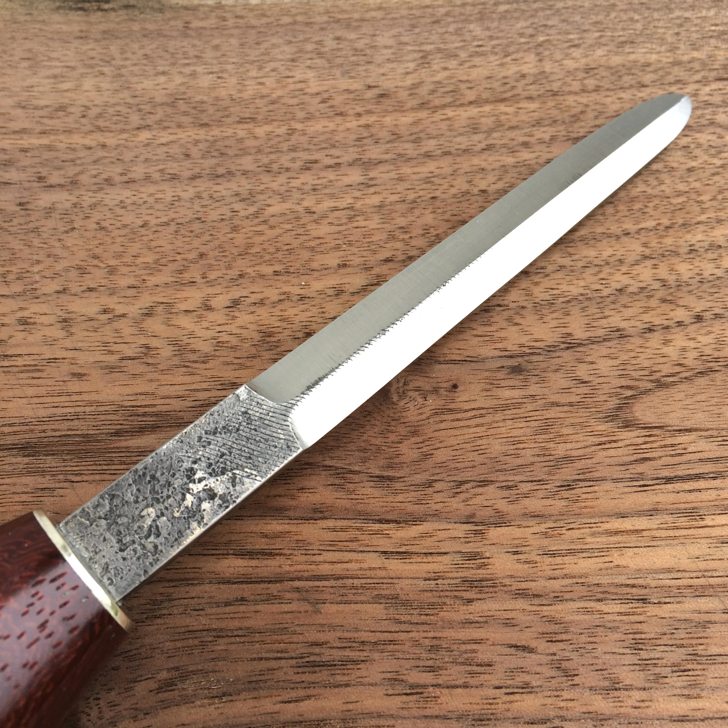 Detail- 4" traditional "Chesapeake" style oyster knife blade, forged from old Nicholson file.