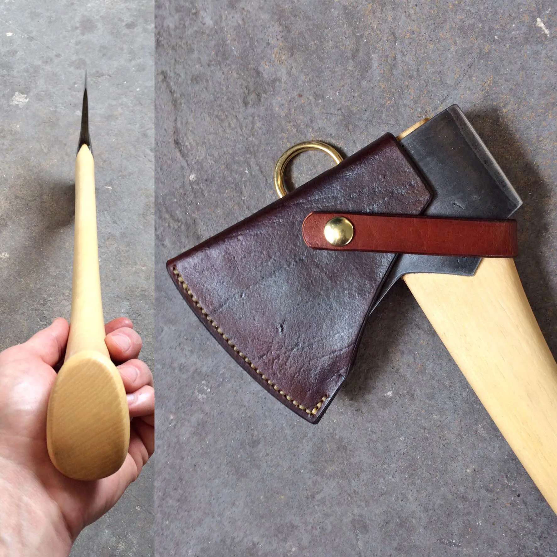 Detail of handle and leather cover.
