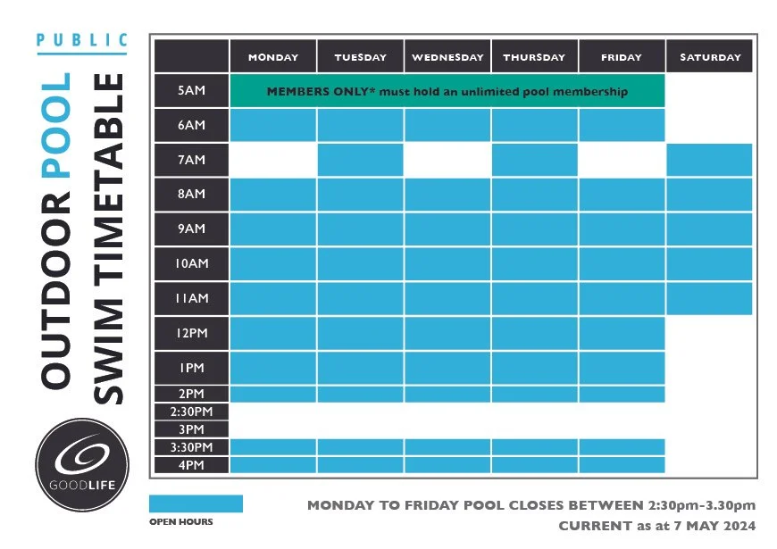 Pool Opening Time Opening Hours β GOODLIFE