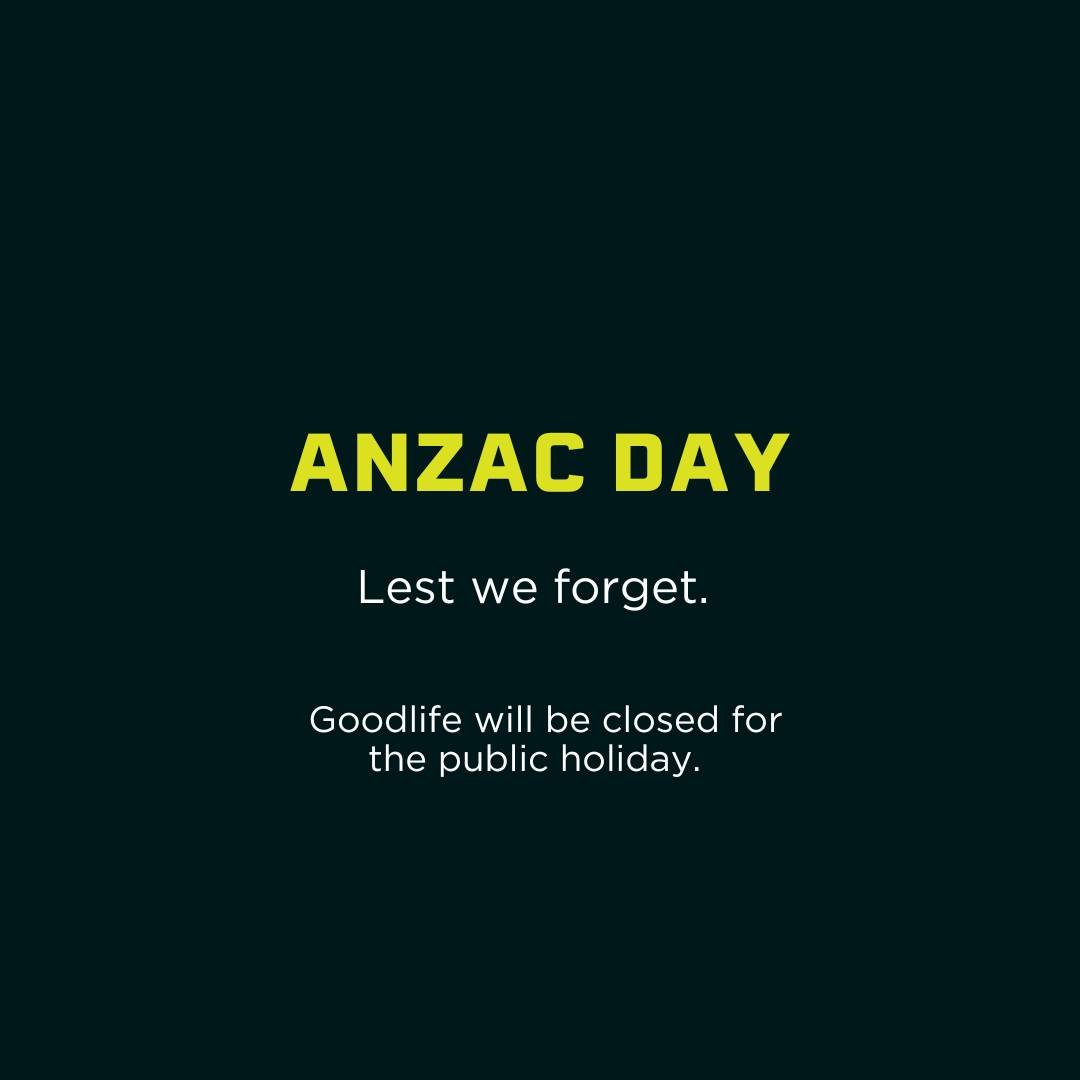 This ANZAC day we pause to remember them. 

For all that they endured so that we might enjoy this day, in freedom.

Goodlife Community Centre will be closed for the public holiday.  See you on Friday.
.
.
#anzacday2024 #lestweforget #goodlifecommunit