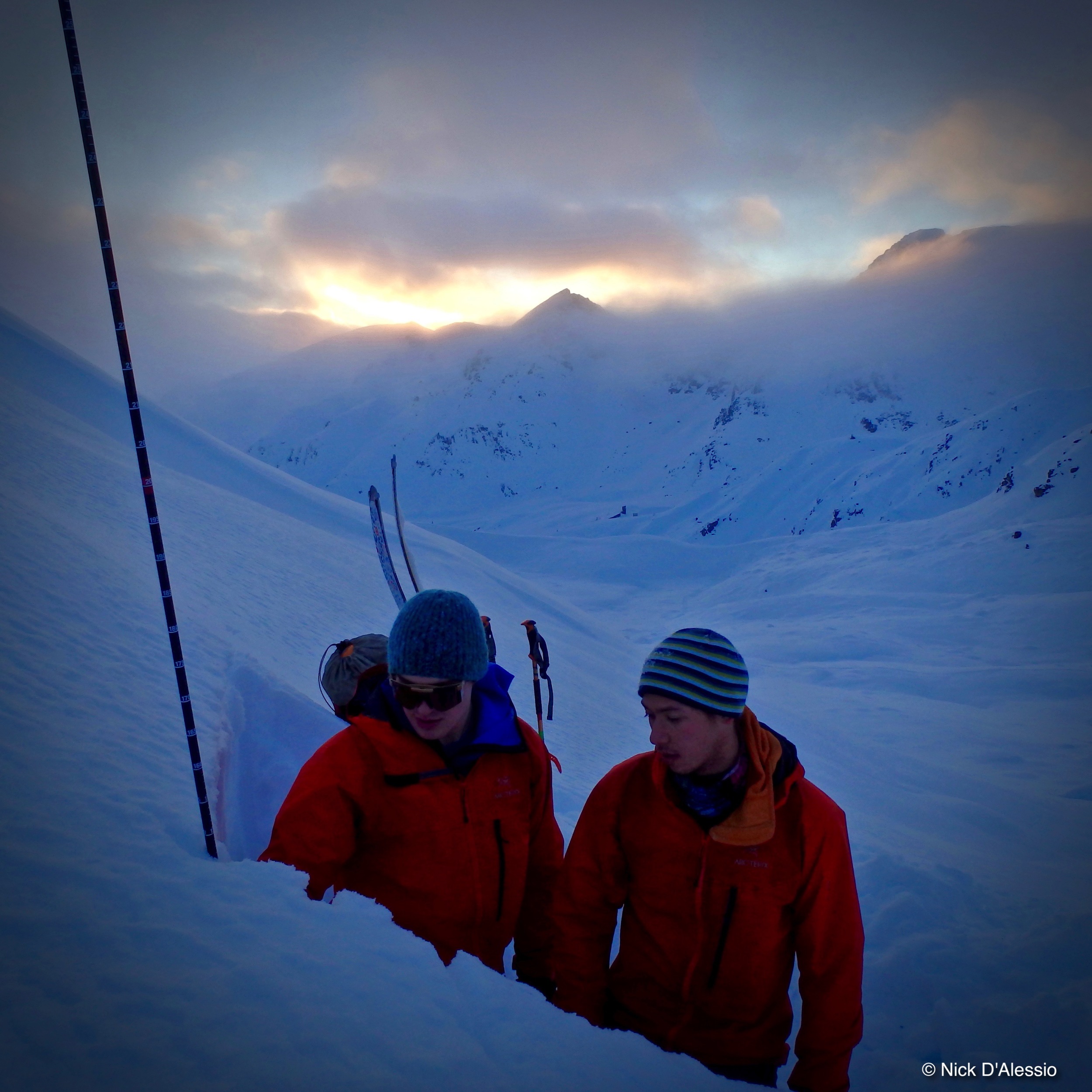 Snowpit and Sunset