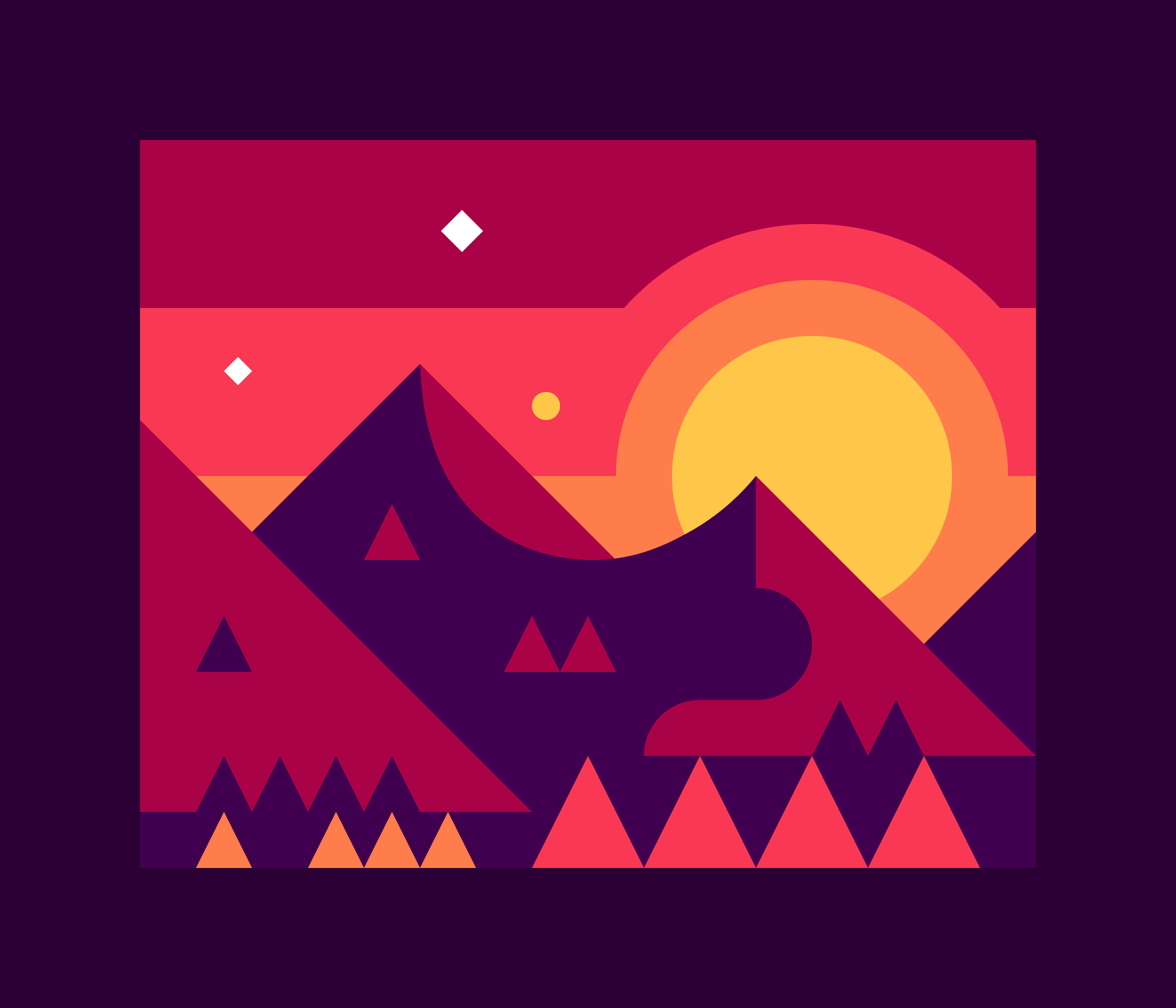 Mountain sunrise illustration by Alex Pasquarella