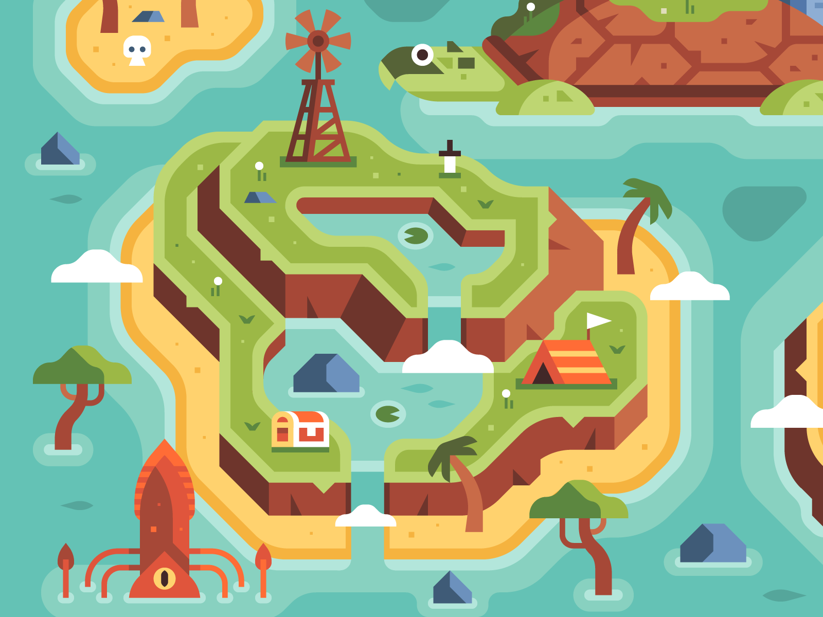 Two Dots Level Uplands Treasure Hunt map by Alex Pasquarella and Canopy Design and Illustration