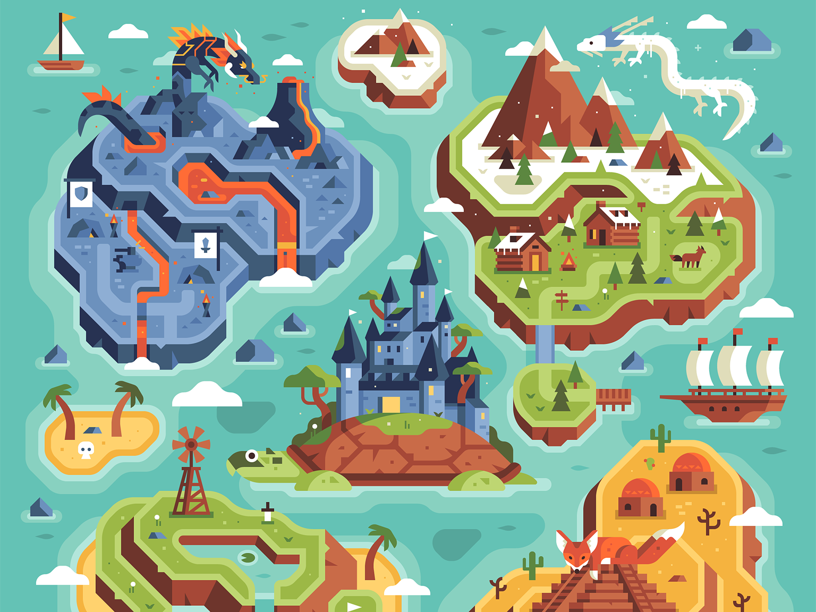 Two Dots Level Uplands Treasure Hunt map by Alex Pasquarella and Canopy Design and Illustration