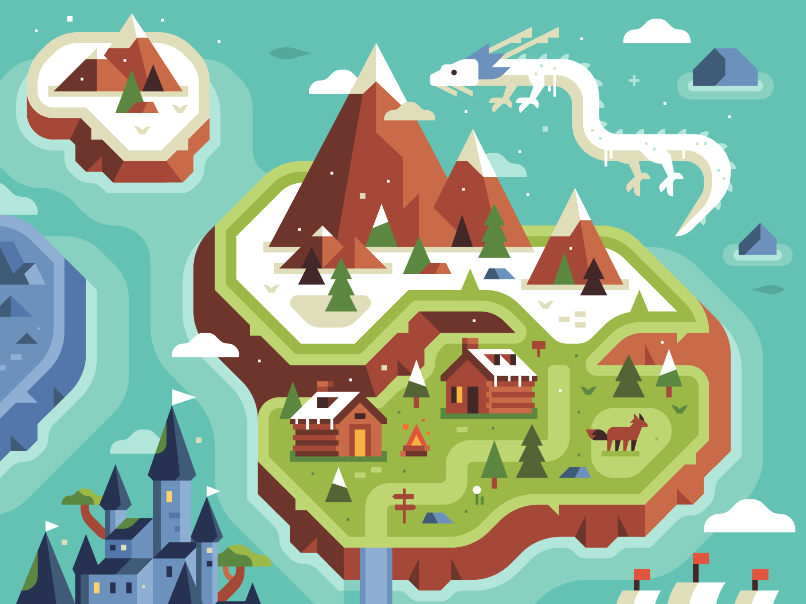 Two Dots Level Uplands Treasure Hunt map by Alex Pasquarella and Canopy Design and Illustration