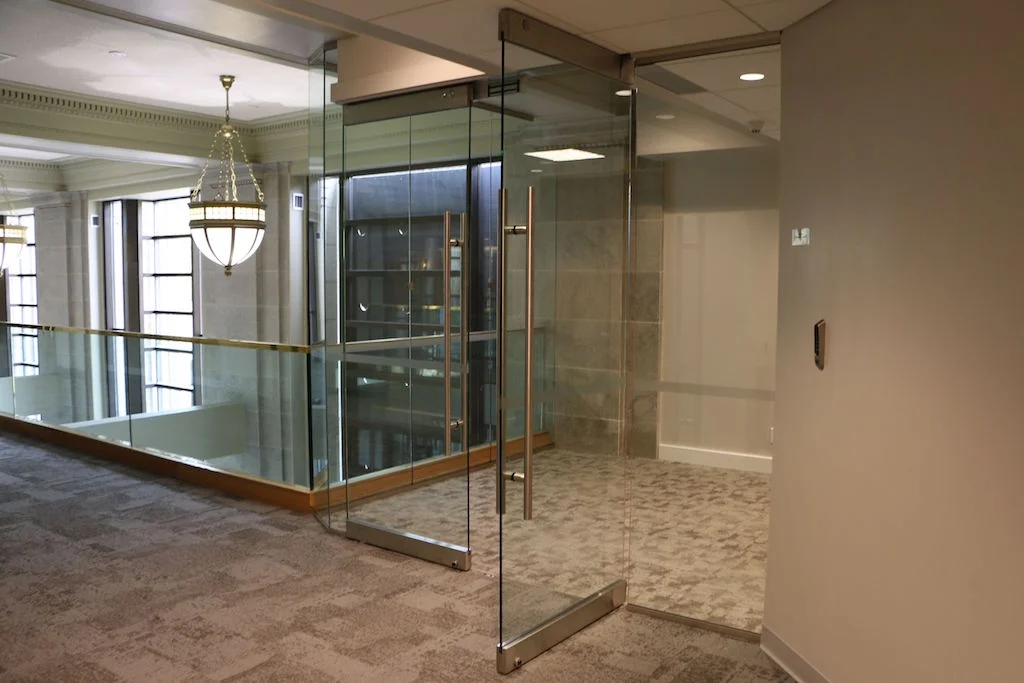 Clear glass door and sidelights