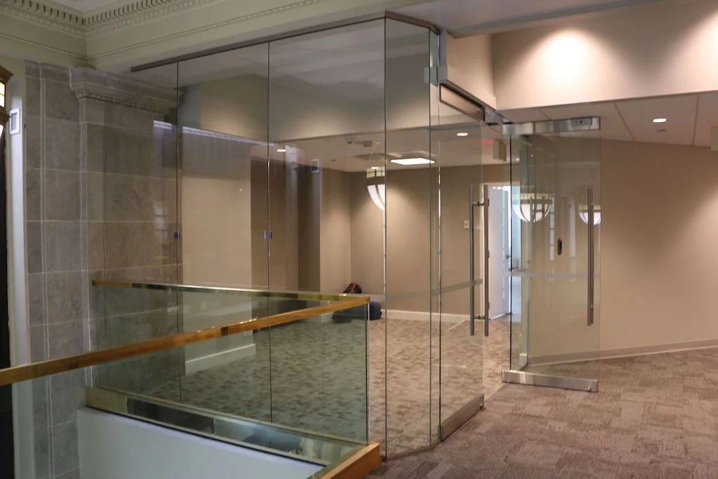 Clear glass door and sidelights