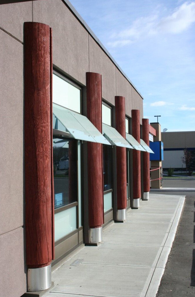 Glass sunshades and stainless steel brackets