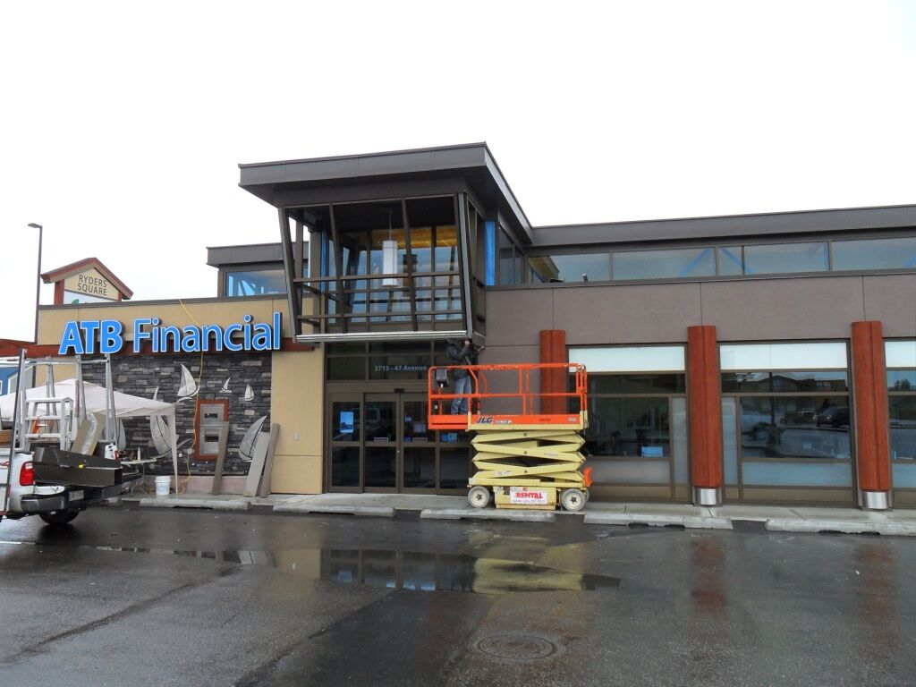 Alumicor 2500 series, automatic sliding doors, custom entrance canopy, stainless steel brackets