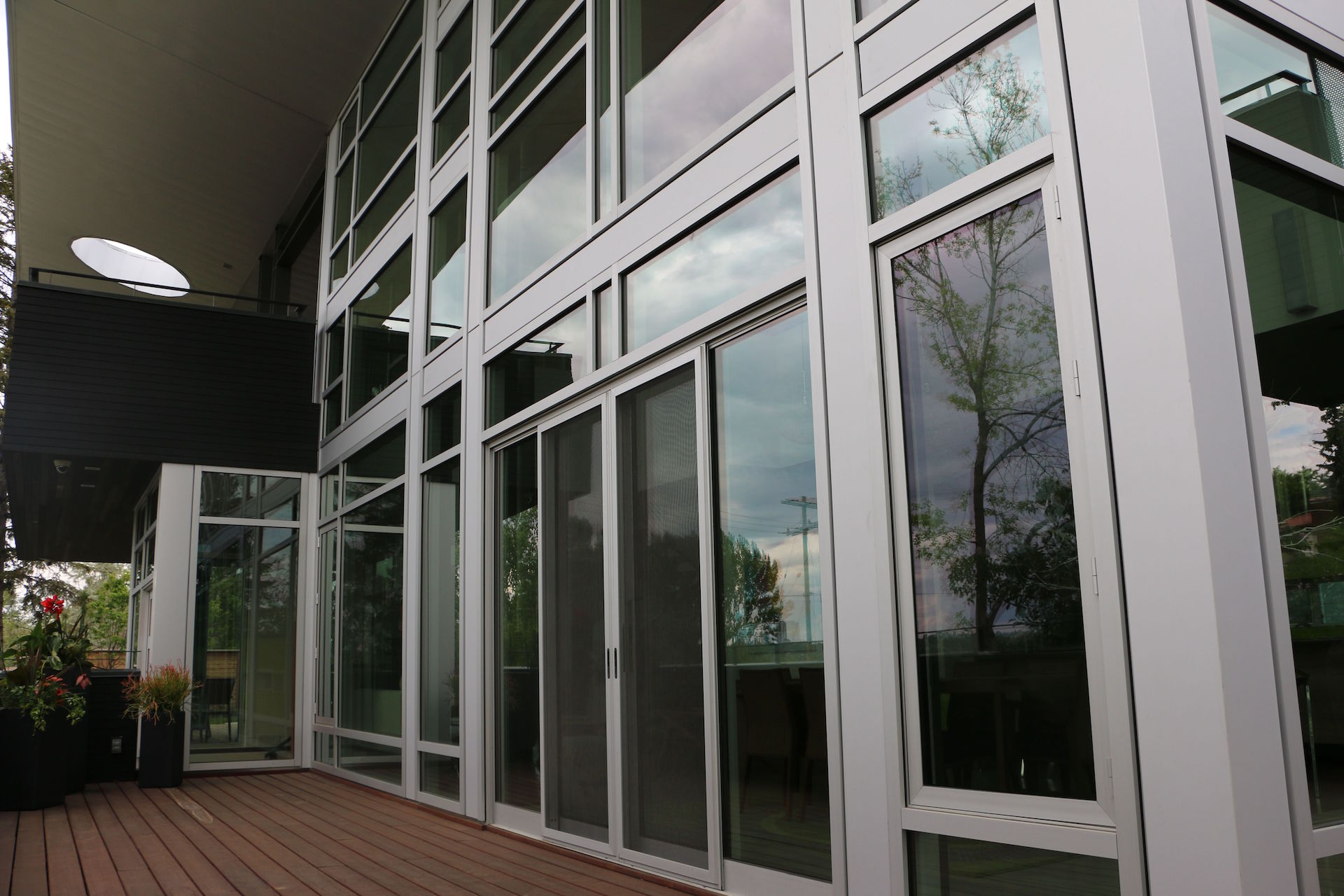 Curtainwall, sliding door, aluminum panels
