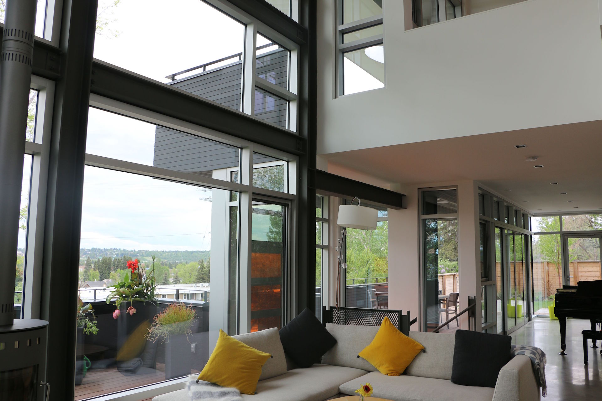 Curtainwall, sliding door, aluminum panels