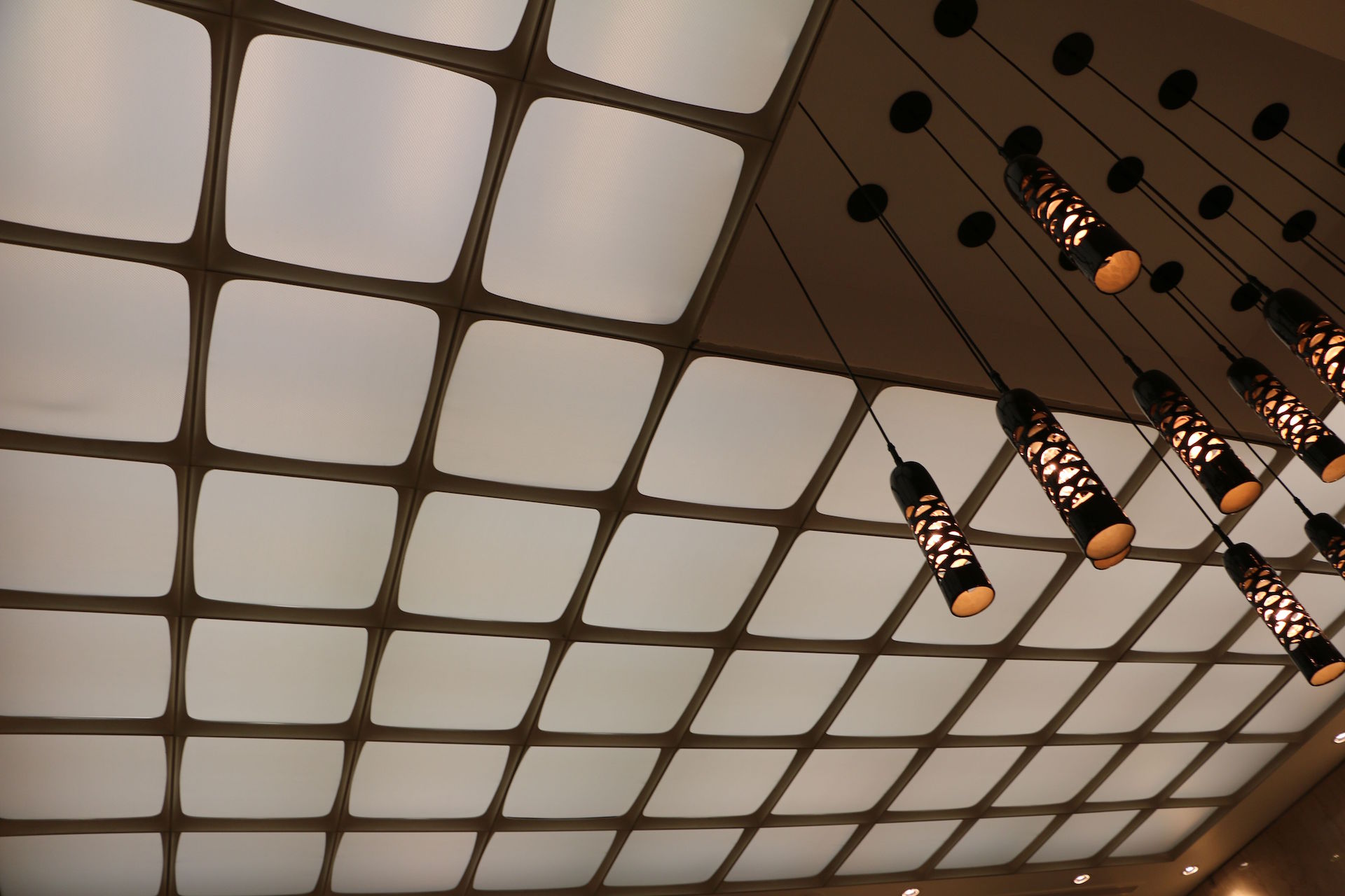 Custom glass ceiling tiles