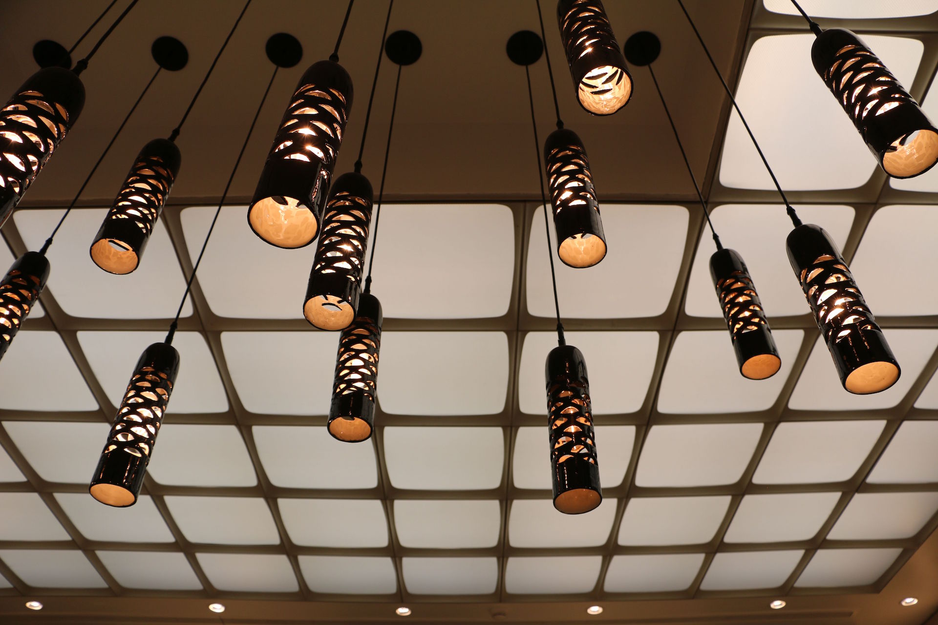 Custom glass ceiling tiles