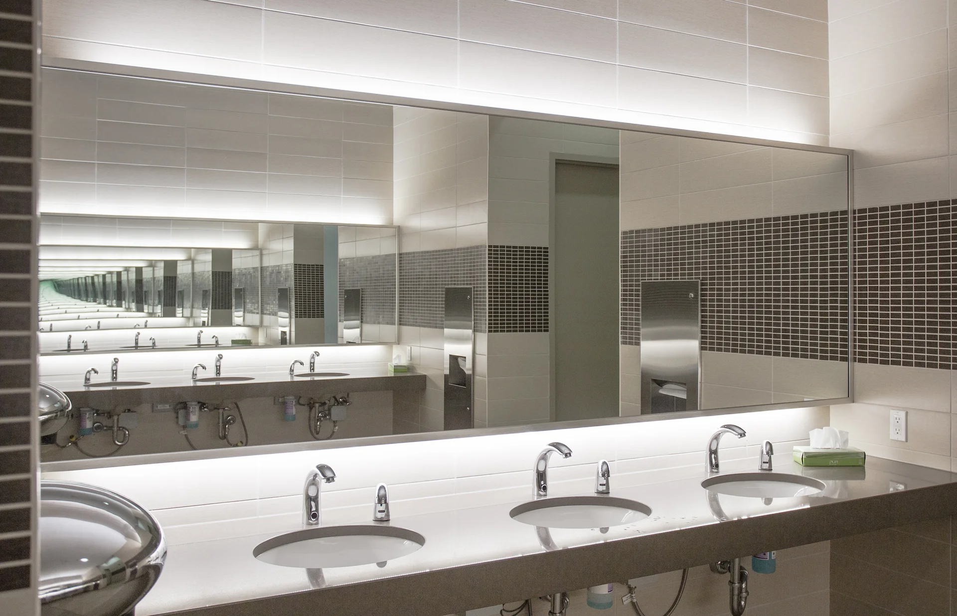 Common area washroom mirror