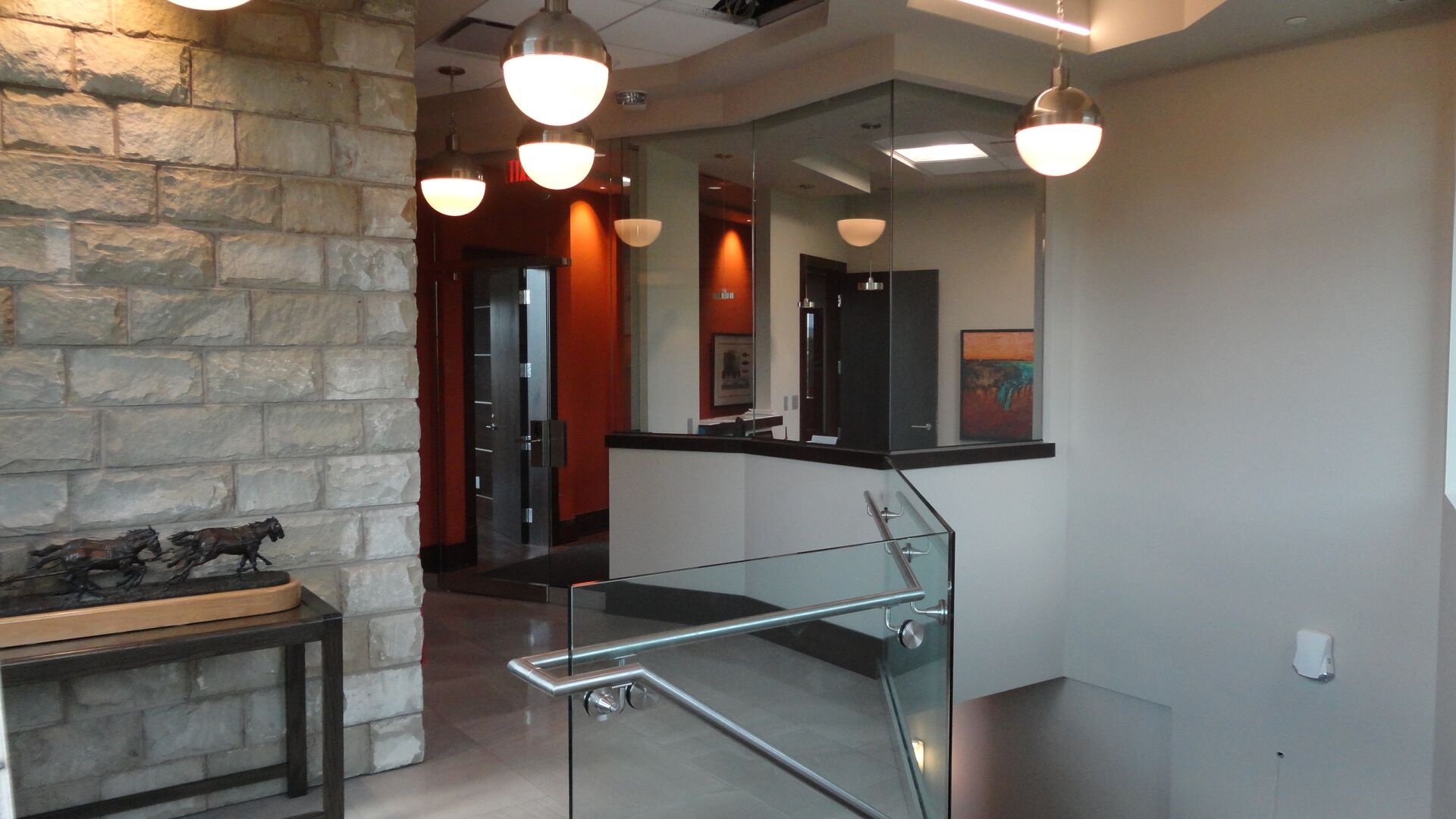 Stainless steel handrail, interior glass guardrail, interior windows