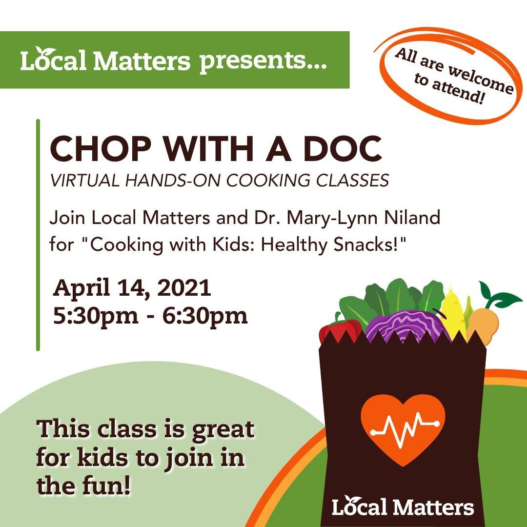 Registration is live for our next Chop with a Doc class! Sign up for Dr. Mary-Lynn Niland's class, &quot;Cooking with Kids: Healthy Snacks!&quot; This virtual, hands-on class will fill quickly, so reserve your spot today!

Link in bio for event calen