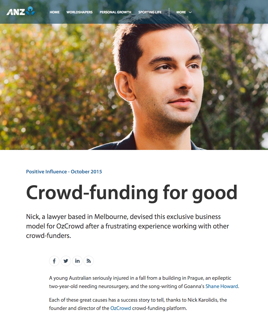 ANZ Bank Your World Editorial: Crowd-funding for good