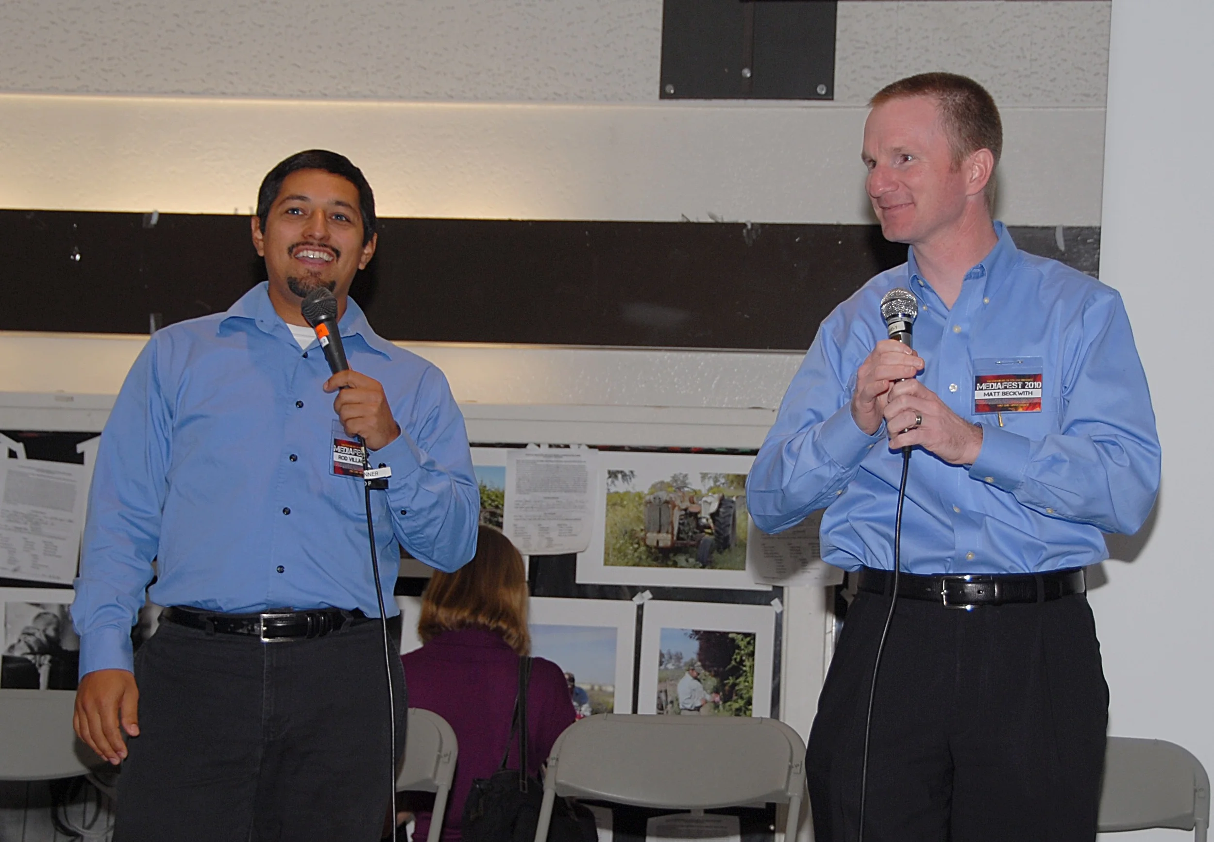 Rod Villagomez and me, Mediafest 2010, San Joaquin Delta College. My friend Rod has taught me a great deal about public speaking, including the importance of asking your co-presenter what they are wearing
