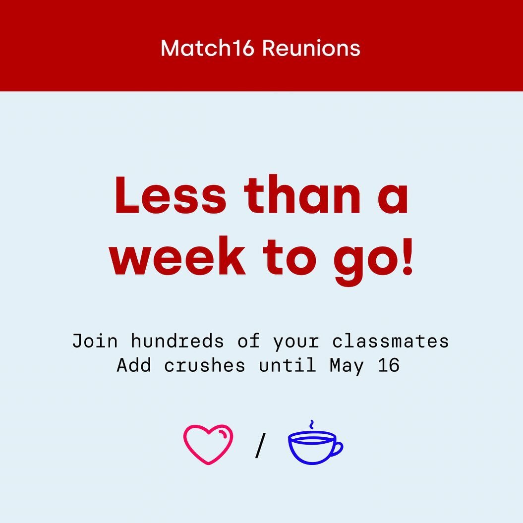 5 days left to match with your secret admirers! 

Add crushes and friendcrushes until 8pm PT May 16. And don't forget to activate Thirst Mode to see who crushed you (if they reveal) and get additional curated matches 😏