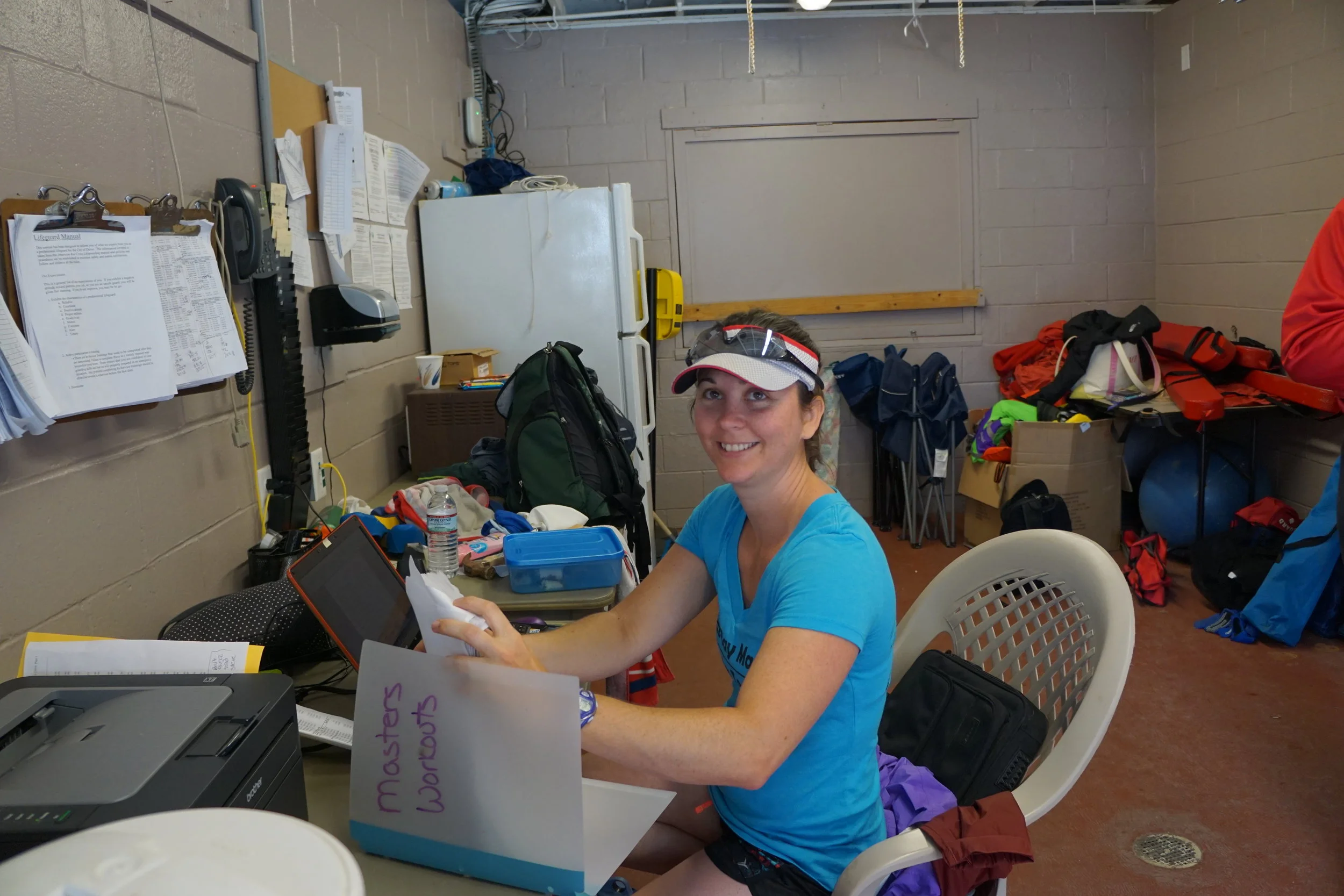 Meet Director Crystie McGrail hard at work running an excellent meet