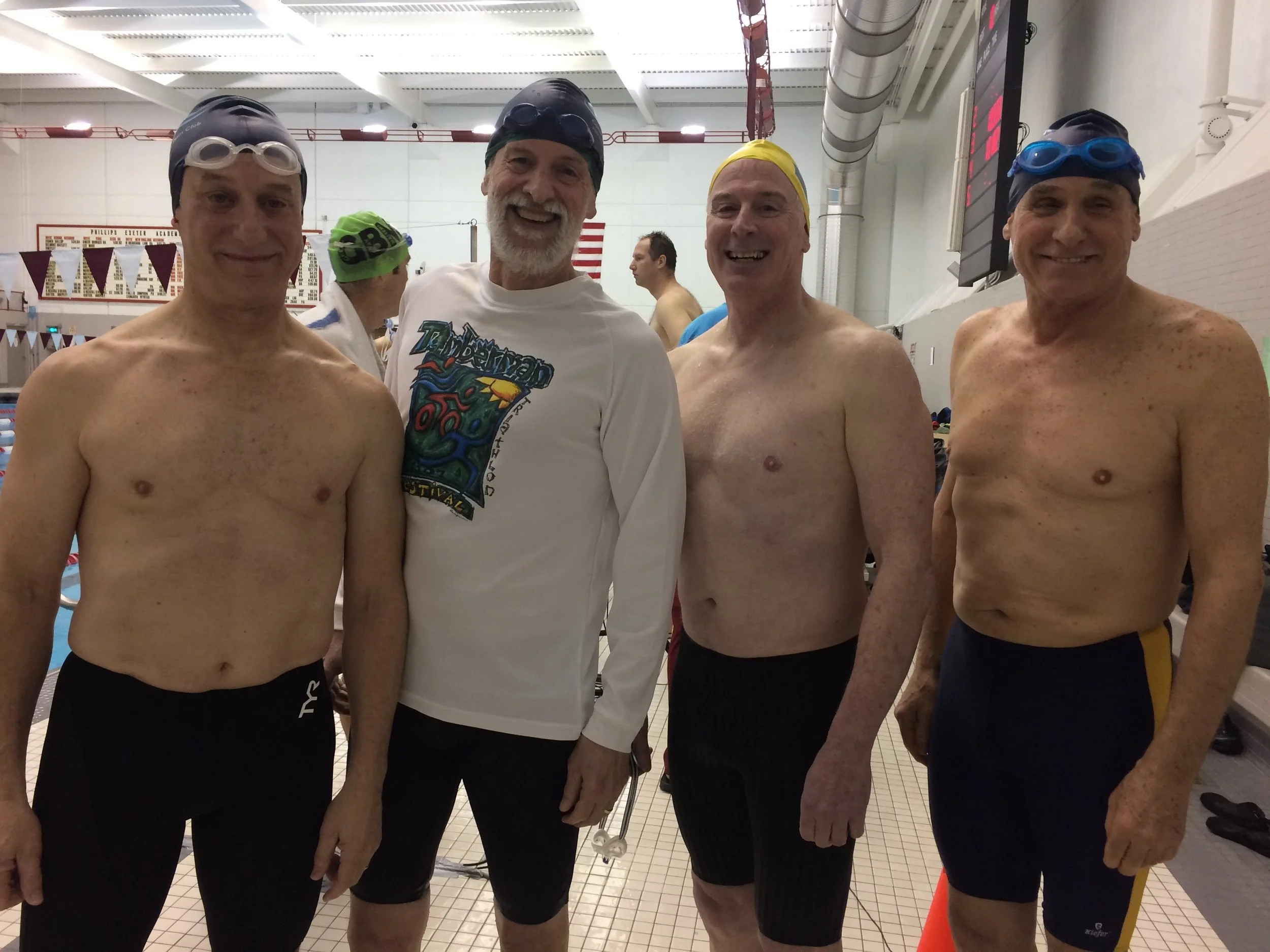 Rob, Jay, Dan, and Fred after a record-setting swim