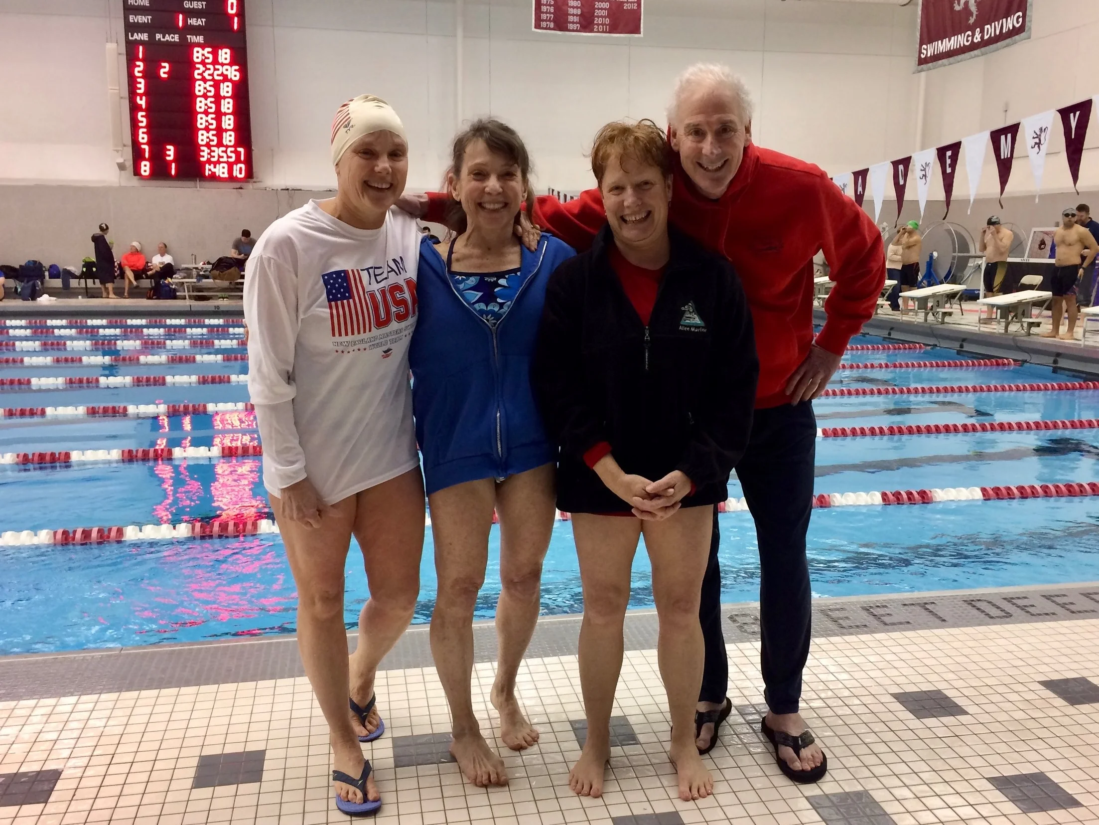 Sue Jensen, Rozann Kraus, Margaret Muse (in her first ever masters meet!), and Dan Epstein