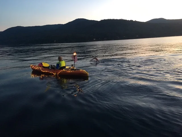 Pat McDermot Swims Across Lake George