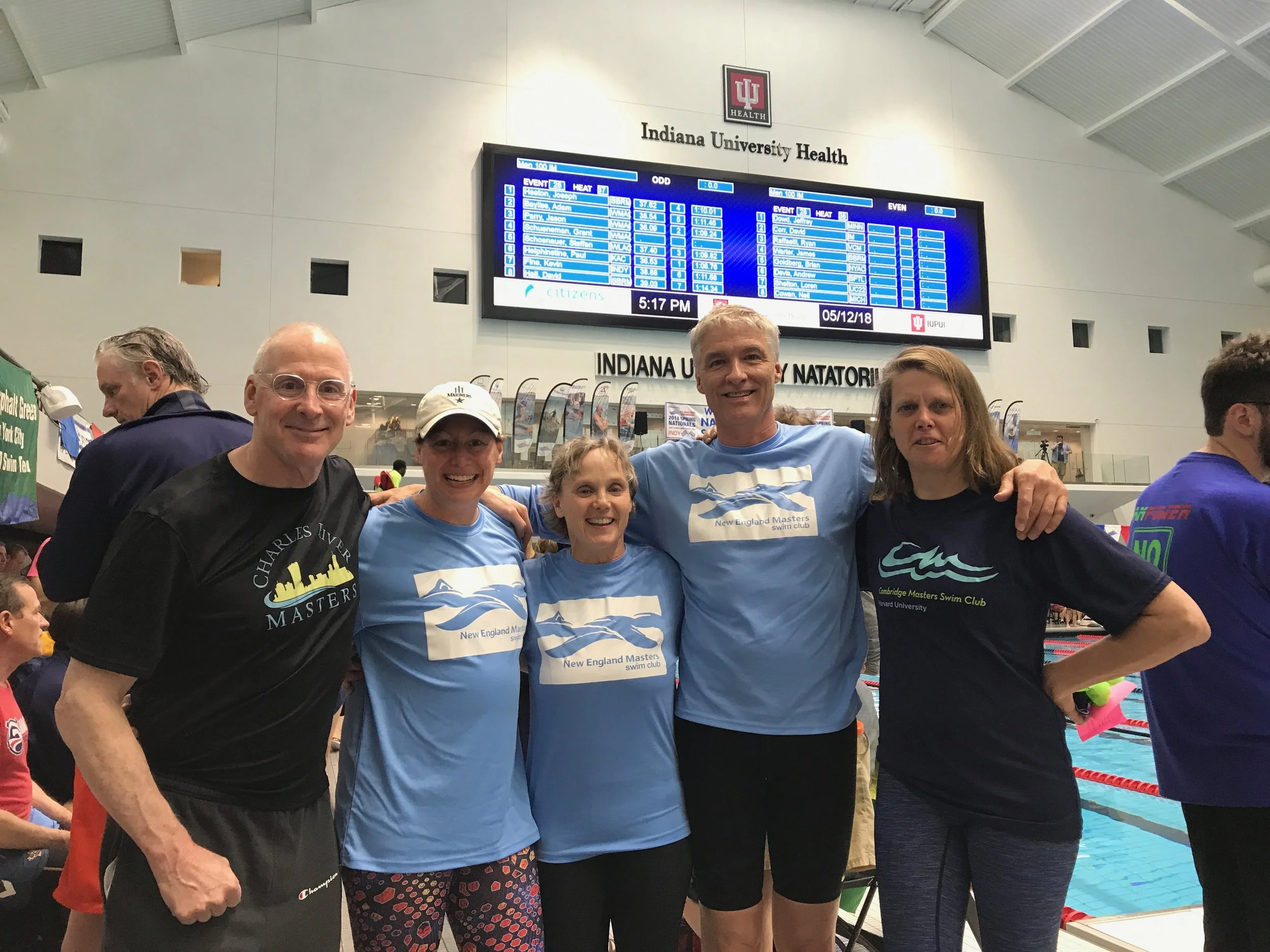 CRM swimmers Dan Epstein, Jen Downing, Sue Jensen, Bill Davis, and Chris Pasterczyk