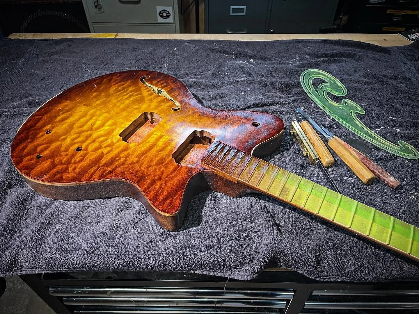 Binding scraping begins on Alex&rsquo;s Superglide.