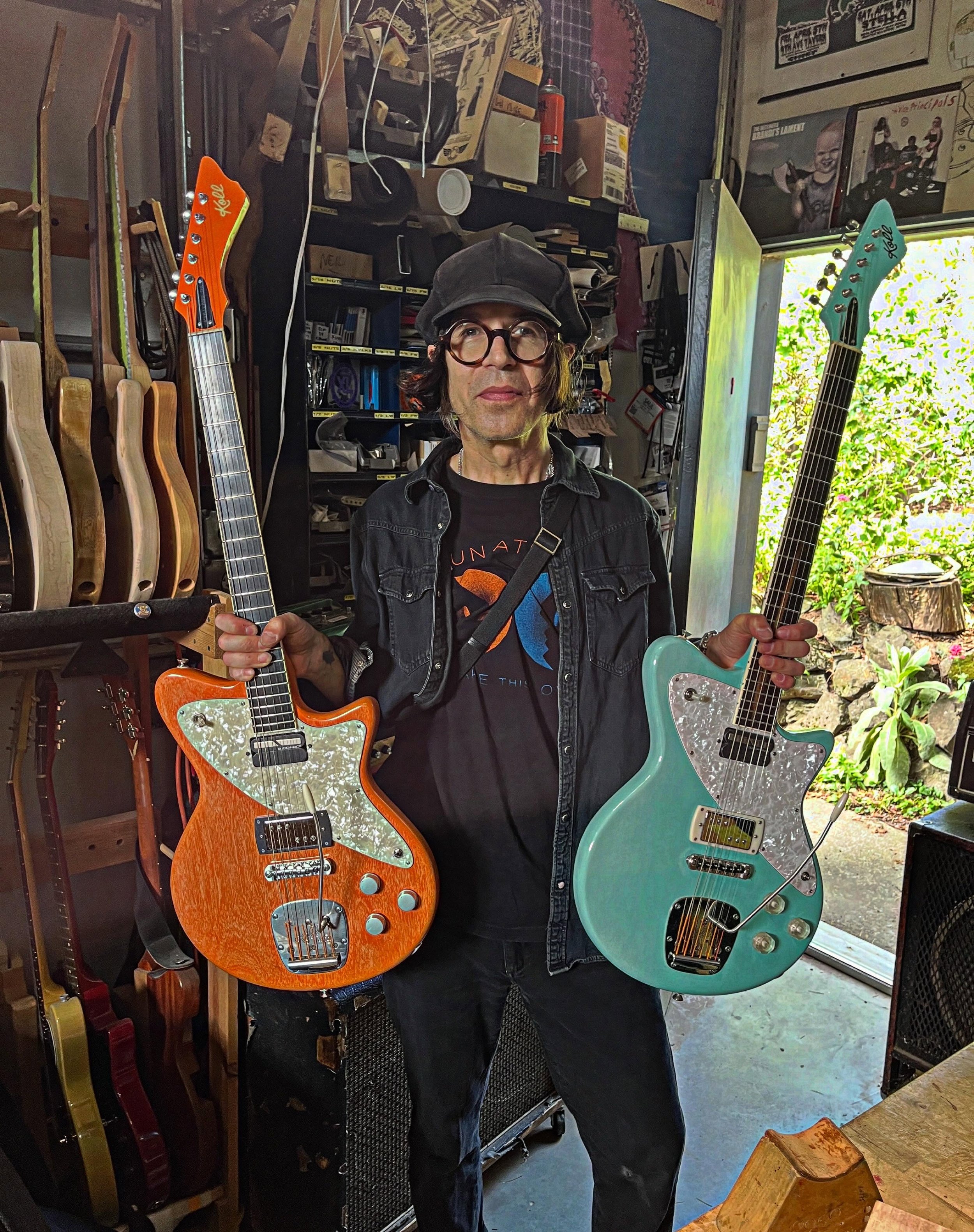 It&rsquo;s @petedx11 @peteinternationalairport picking up two of his Supercubs. Each got new @curtis_novak_pickups wide range humbucker pickups installed. One got @tuffsetbridge Fixie. Both got setup with @elgtsco strings. READY FOR TOUR! @thedandywa