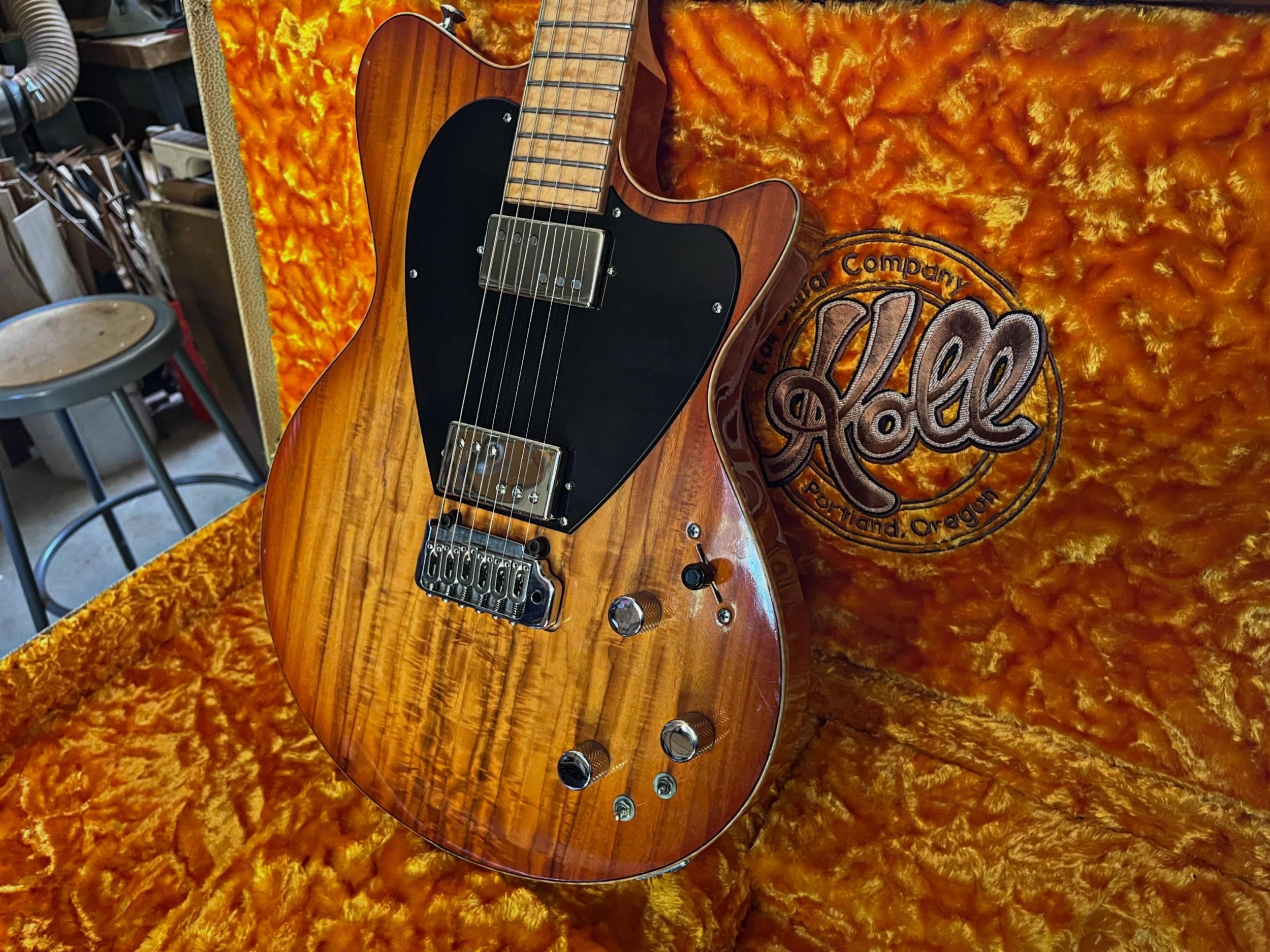 It&rsquo;s a Duo in the shop for some fret maintenance. This one was built about 20 years ago. It&rsquo;s the only one I remember made with a Primavera top. Another rare feature of this instrument is the curly maple bindings. It came in with a newer 