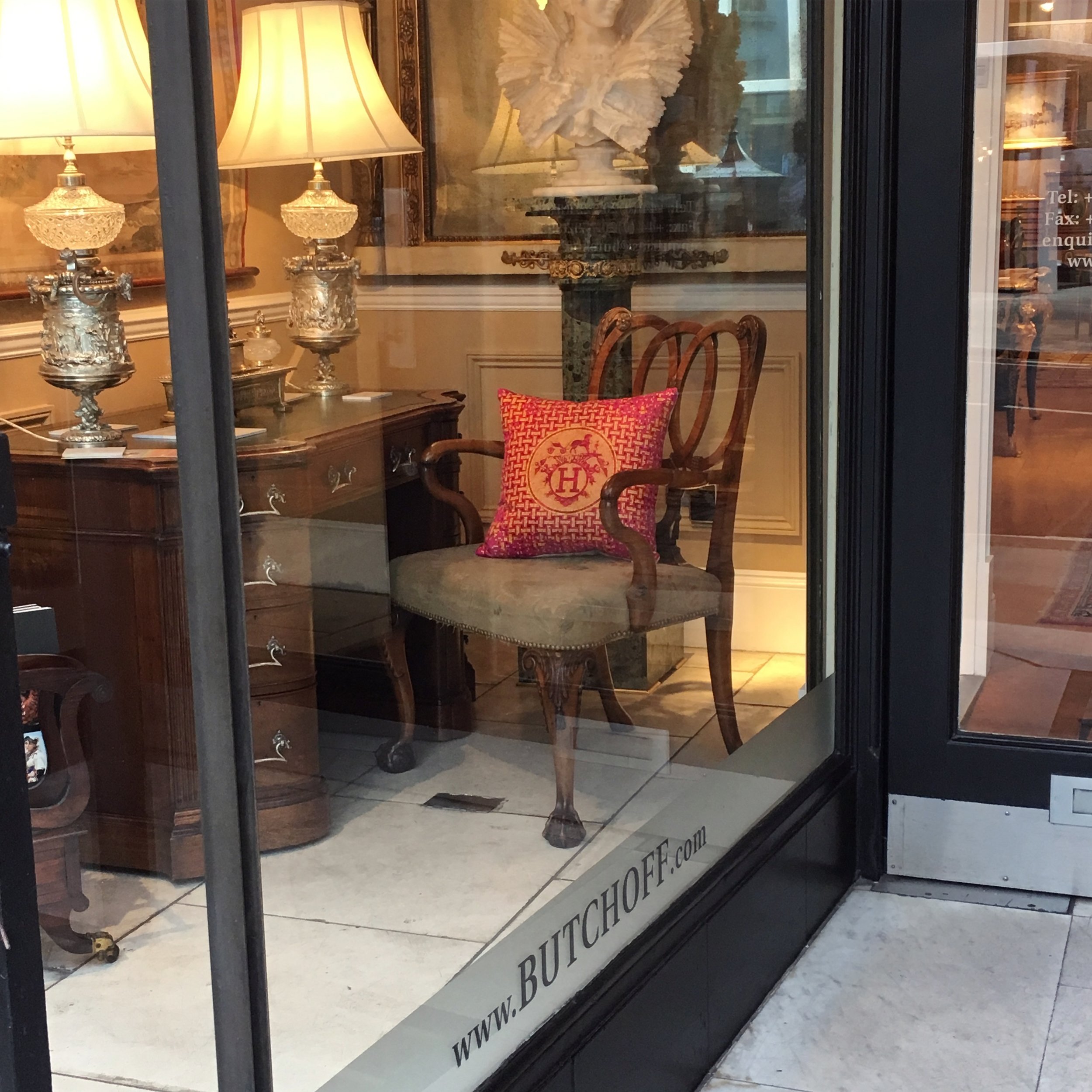 Katie Larmour Design Vintage Antique Couture Cushions Butchoff Antique Shop Kensington London1.JPG