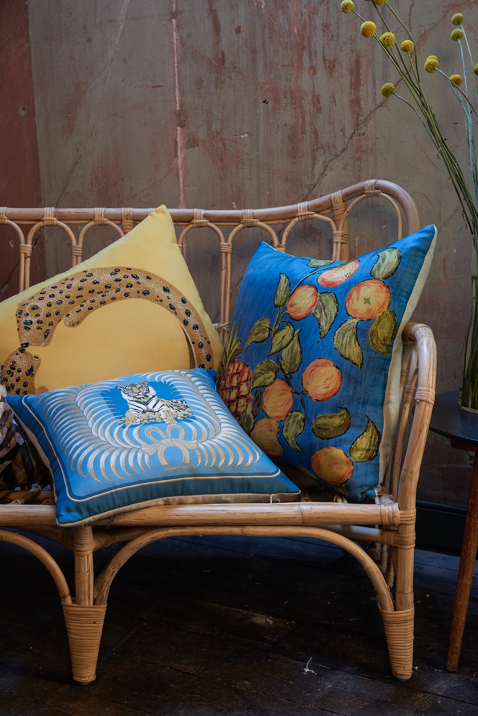 Belfast designer Katie Larmour's Luxury Handcrafted Vintage Silk Scarf and Irish Linen Cushions Pillows, 2014, Brown Thomas Dublin Ireland 1.JPG