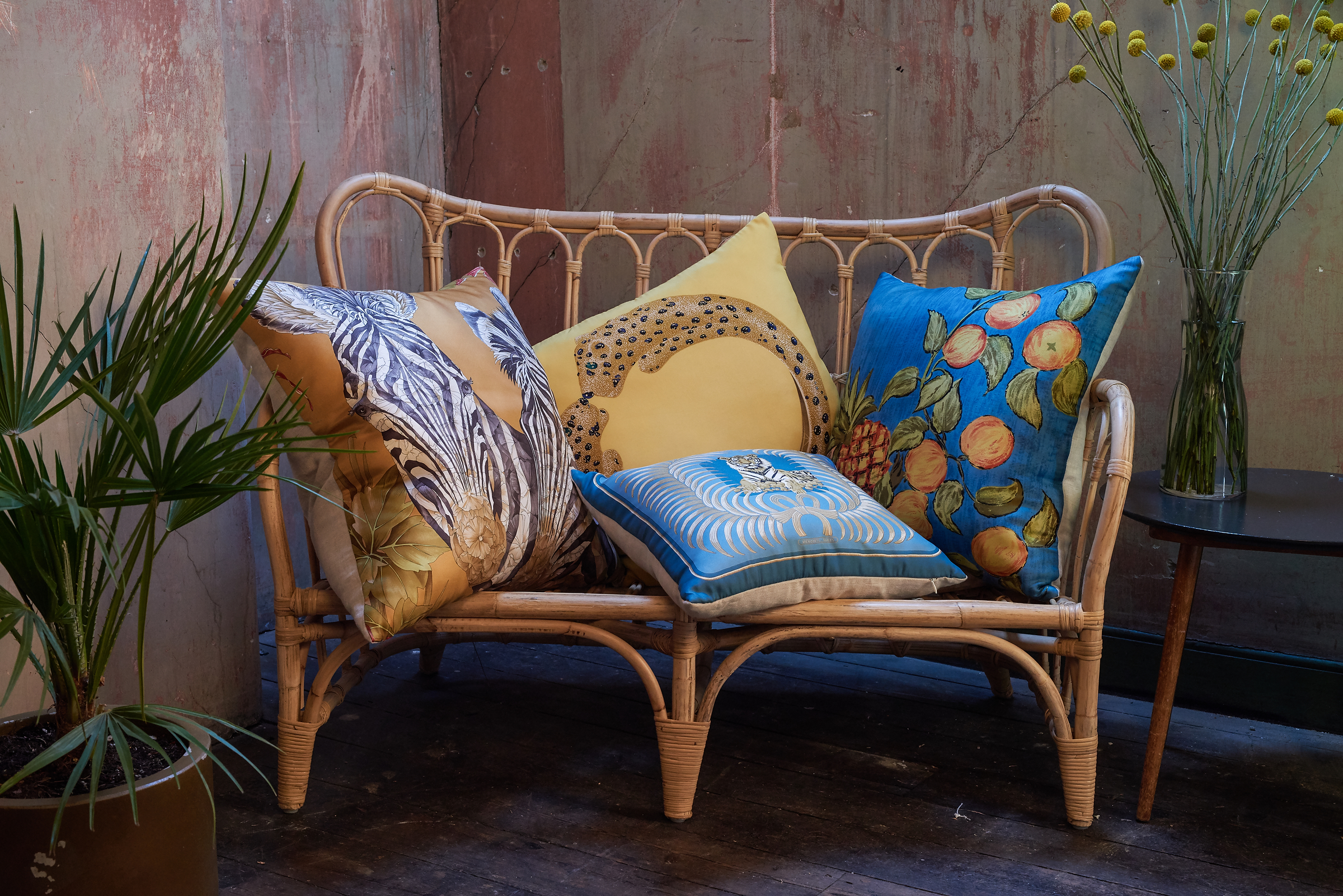 Belfast designer Katie Larmour's Luxury Handcrafted Vintage Silk Scarf and Irish Linen Cushions Pillows, 2014, Brown Thomas Dublin Ireland 3 .JPG