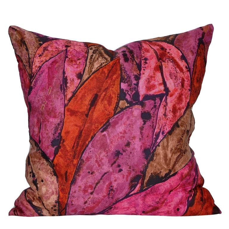 Katie Larmour Linen, Vintage Liberty of London Silk Scarf backed in Pure Irish Linen, Belfast Antique Dealer, Couture Cushions Pillows Interior Decor, Northern Ireland, sustainability, leaves.jpg