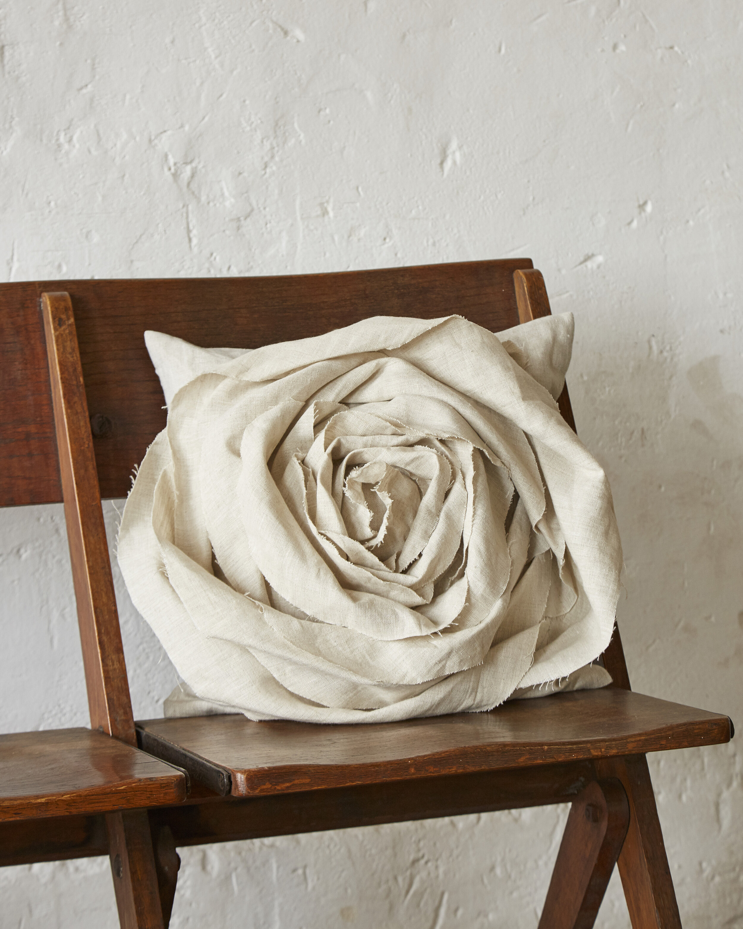 Katie Larmour Design - Handcrafted Rose Cushion created vintage Irish Linen Biennale 115.jpg