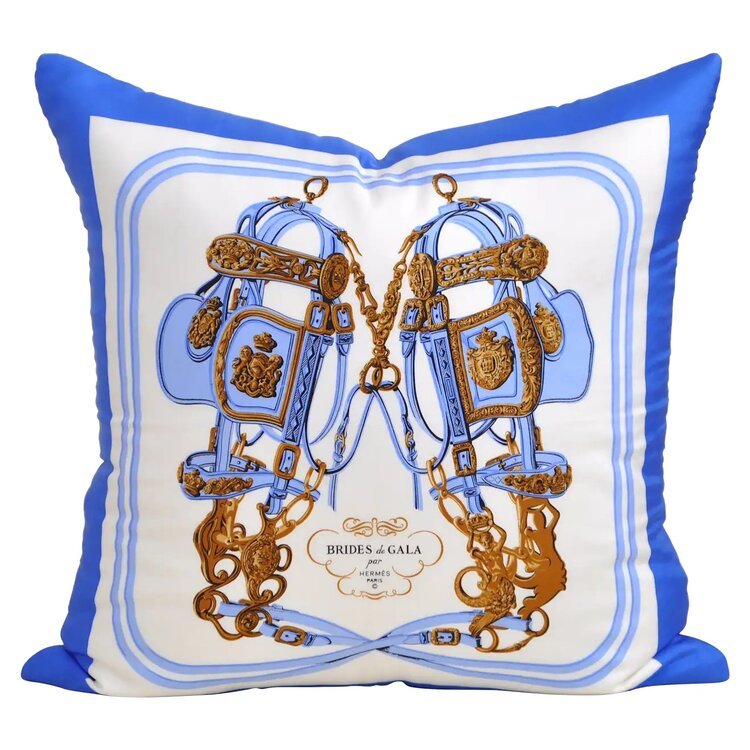 Louis Vuitton Flower Monkey Vintage Silk Scarf Pillow 28”