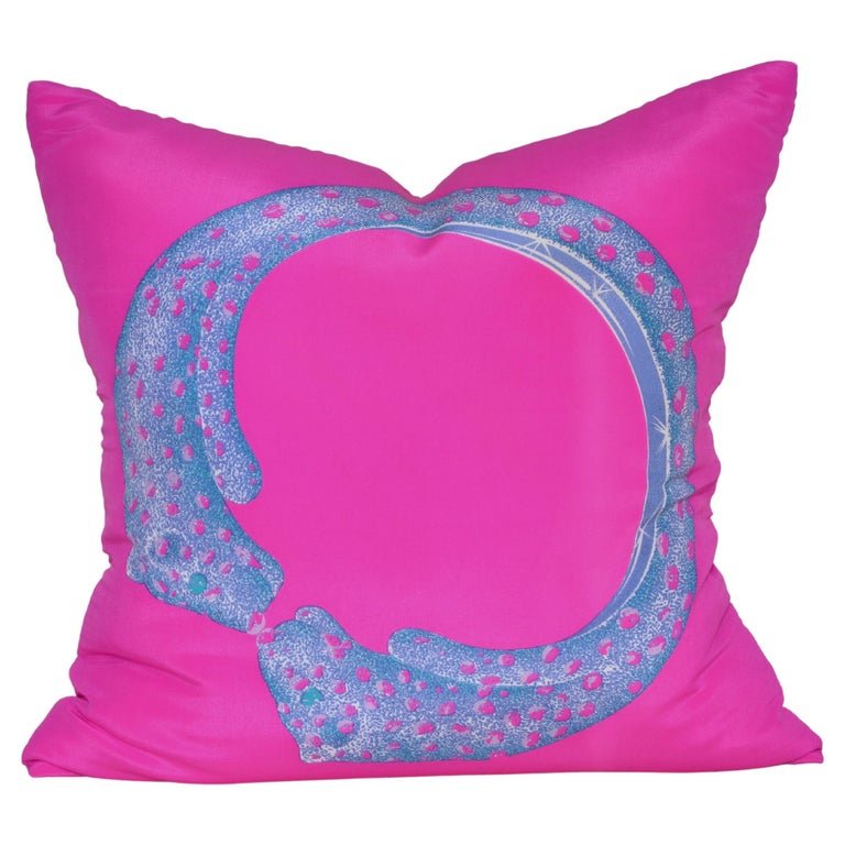 Katie Larmour Linen, Vintage Cartier Silk Scarf backed in Pure Irish Linen, Belfast Antique Dealer, Couture Cushions Pillows Interior Decor, Northern Ireland, bright pink bracelet panther copy.jpg