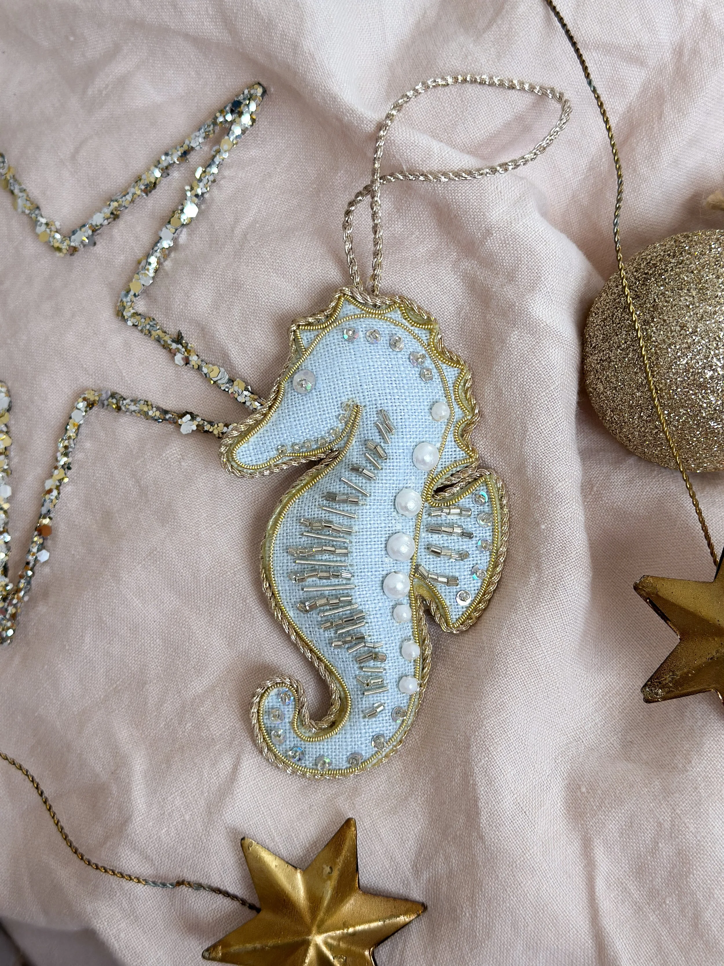 Limited Edition Blue Seahorse Irish Linen.JPG