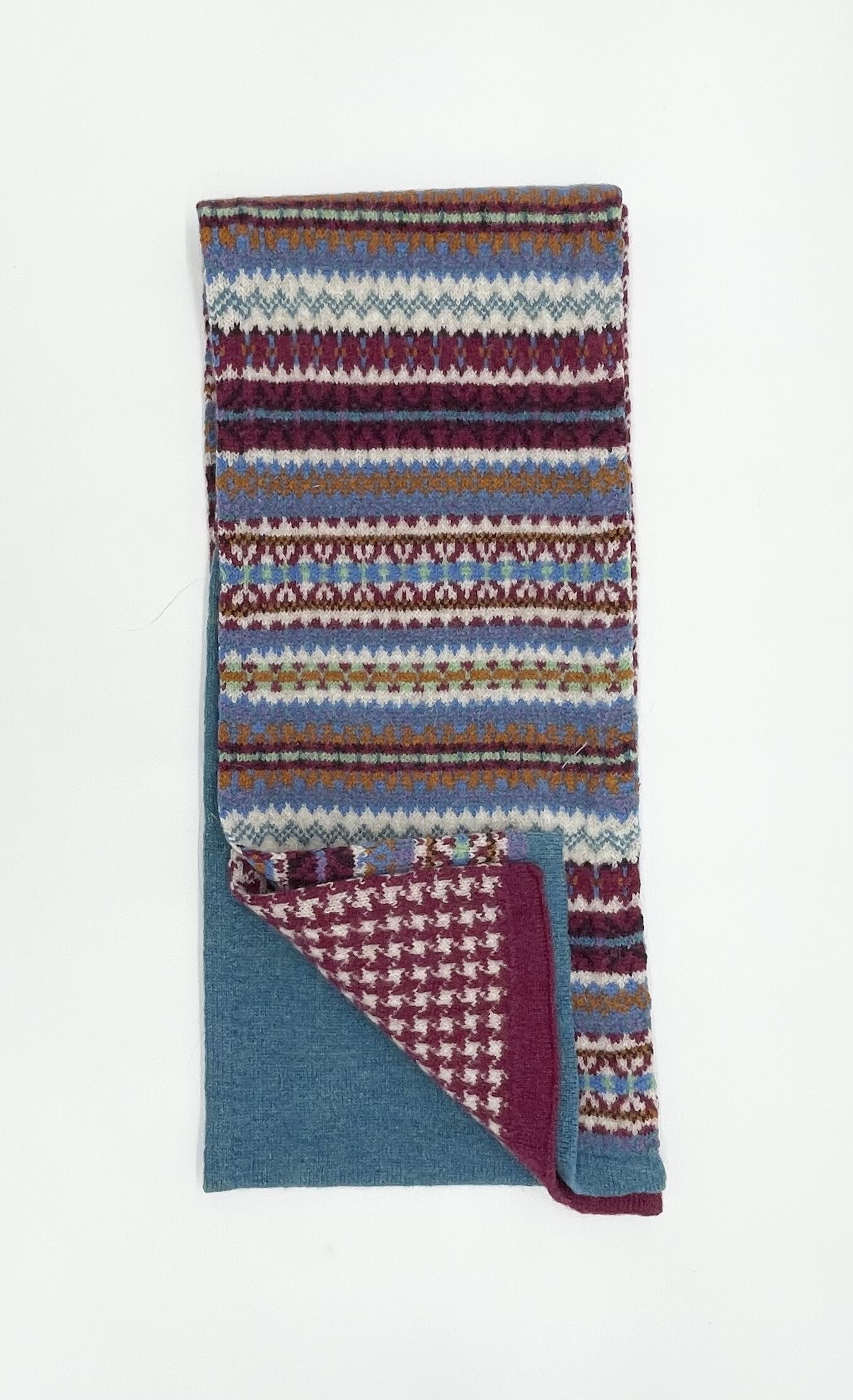 An image of Cruden Fairisle Scarf - Azure Blue