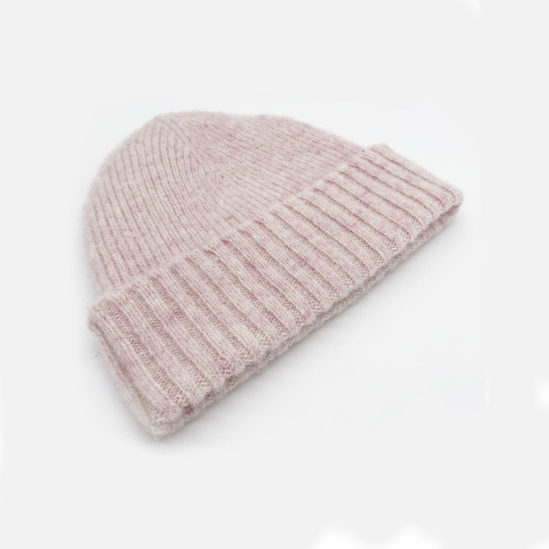 An image of Bosie Brushed Shetland Wool Beanie Hat - Strawberry Sherbert PInk