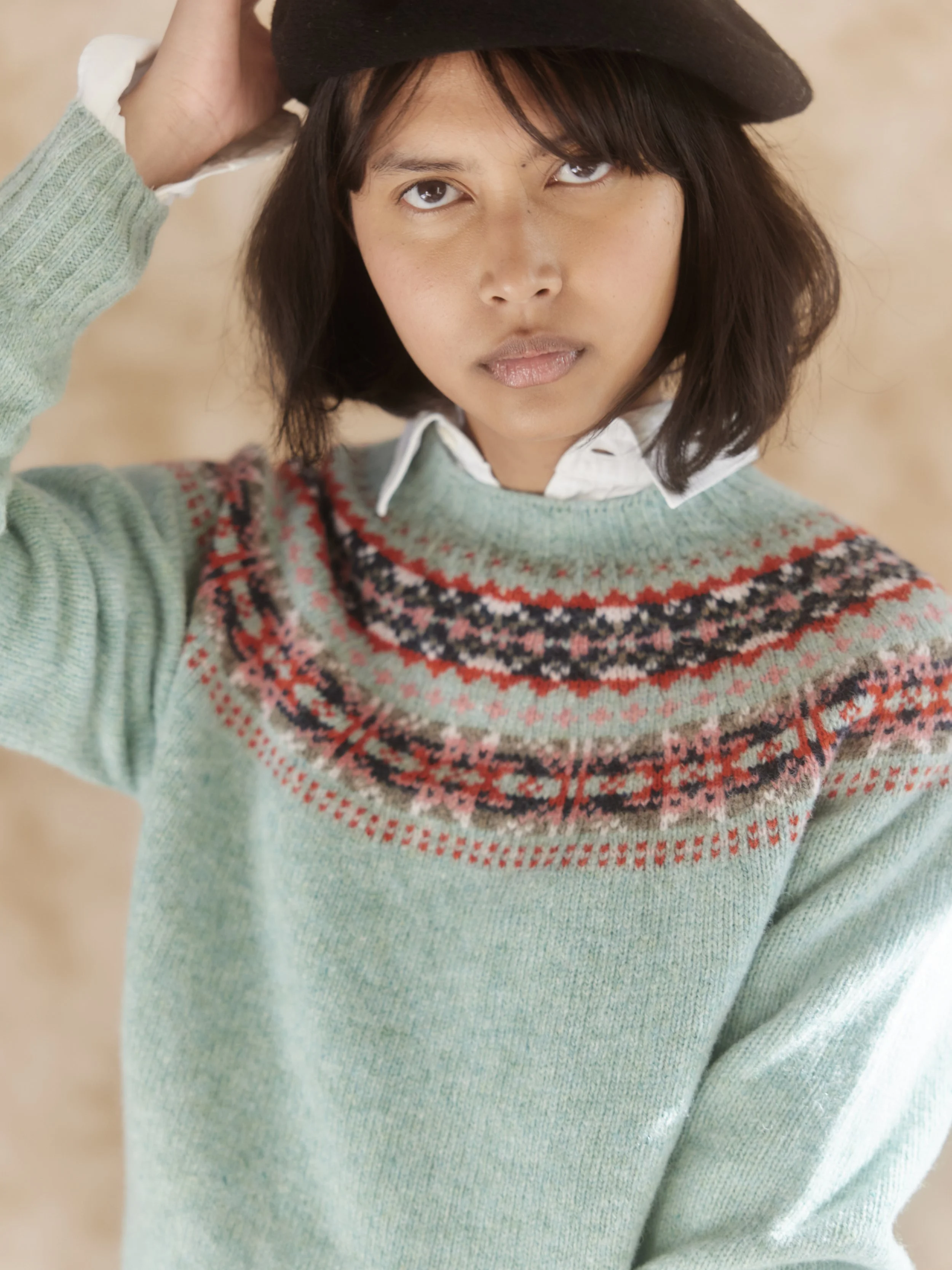 Womens Skye Yoke Fair Isle Jumper Fauna BlueGreen — Bosie